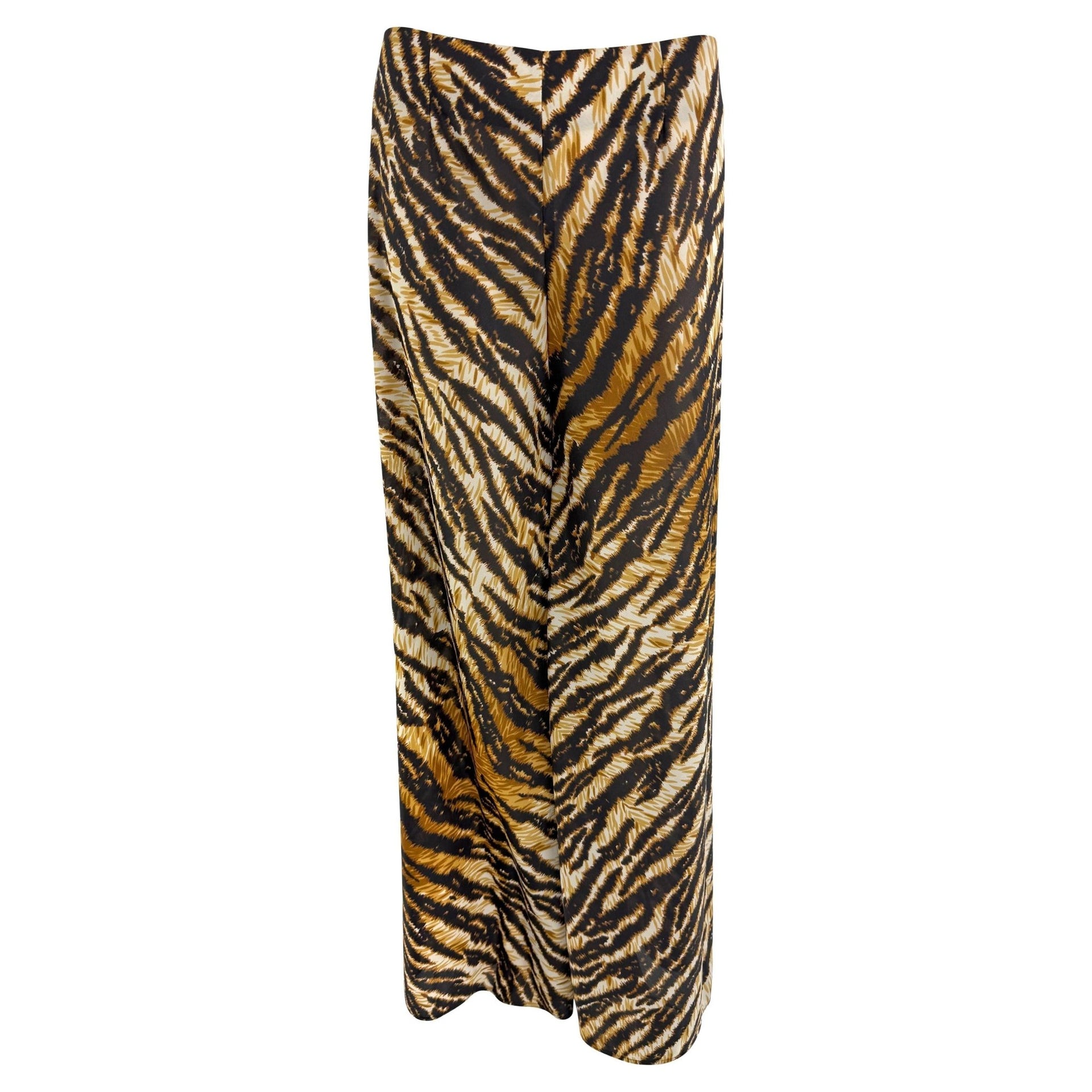 S/S 1996 Dolce & Gabbana Runway Sheer Tiger Print Oversized Wide Leg Pants - RealList
