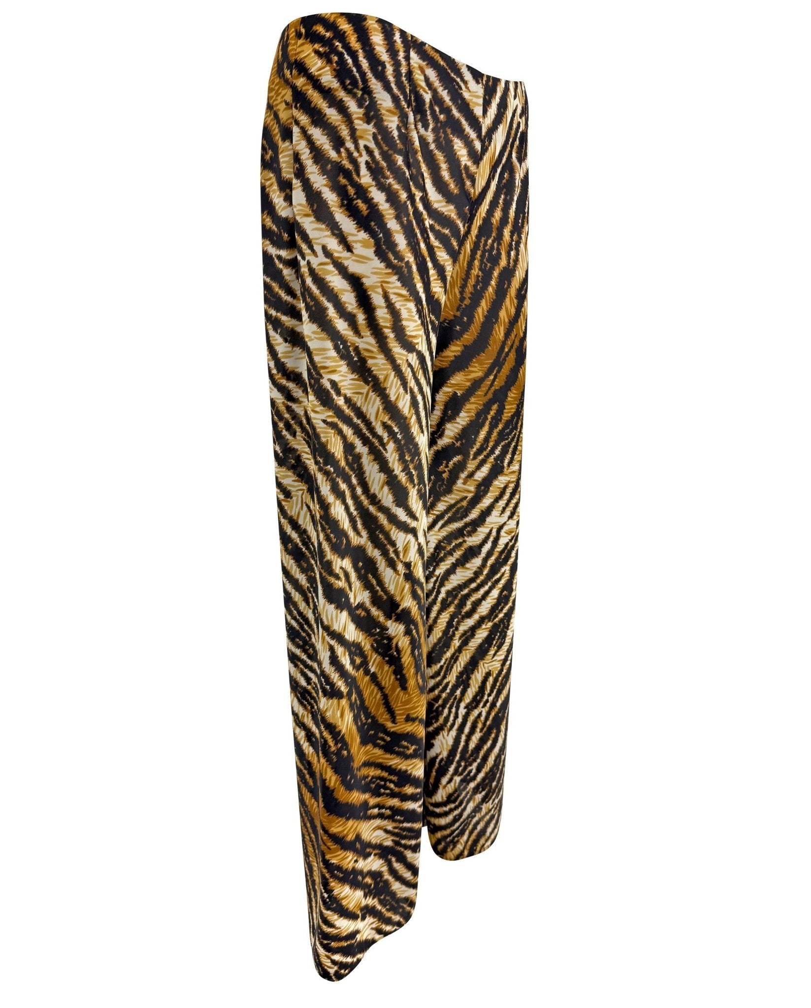 S/S 1996 Dolce & Gabbana Runway Sheer Tiger Print Oversized Wide Leg Pants - RealList