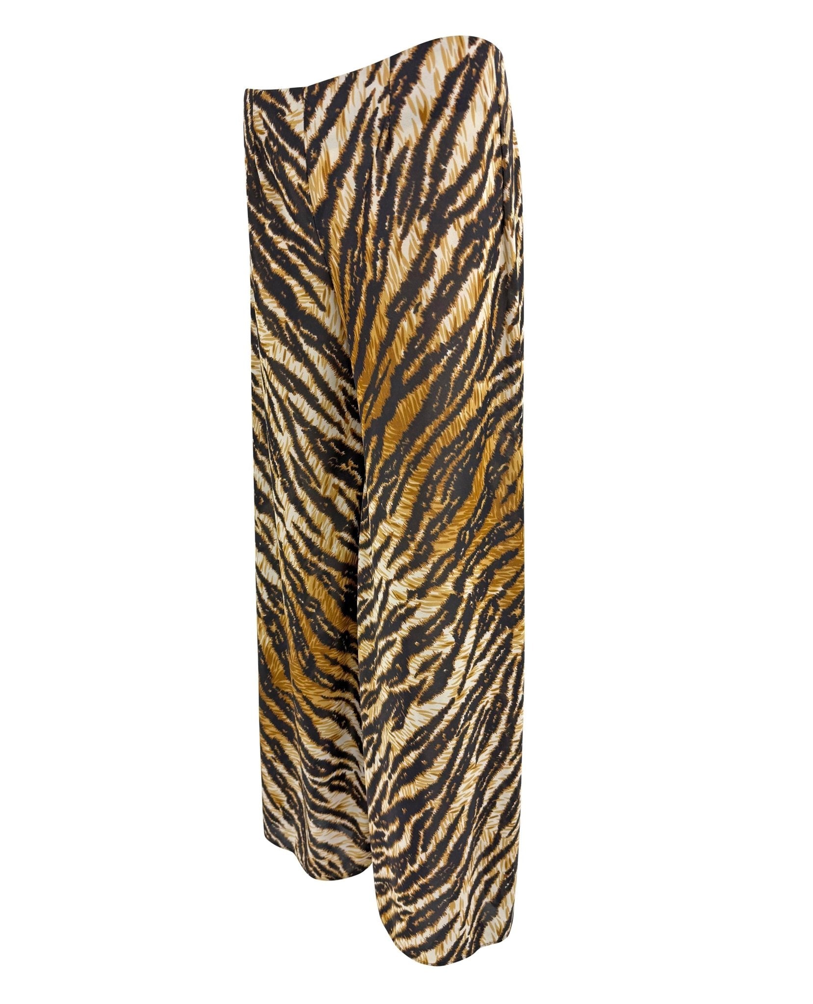 S/S 1996 Dolce & Gabbana Runway Sheer Tiger Print Oversized Wide Leg Pants - RealList