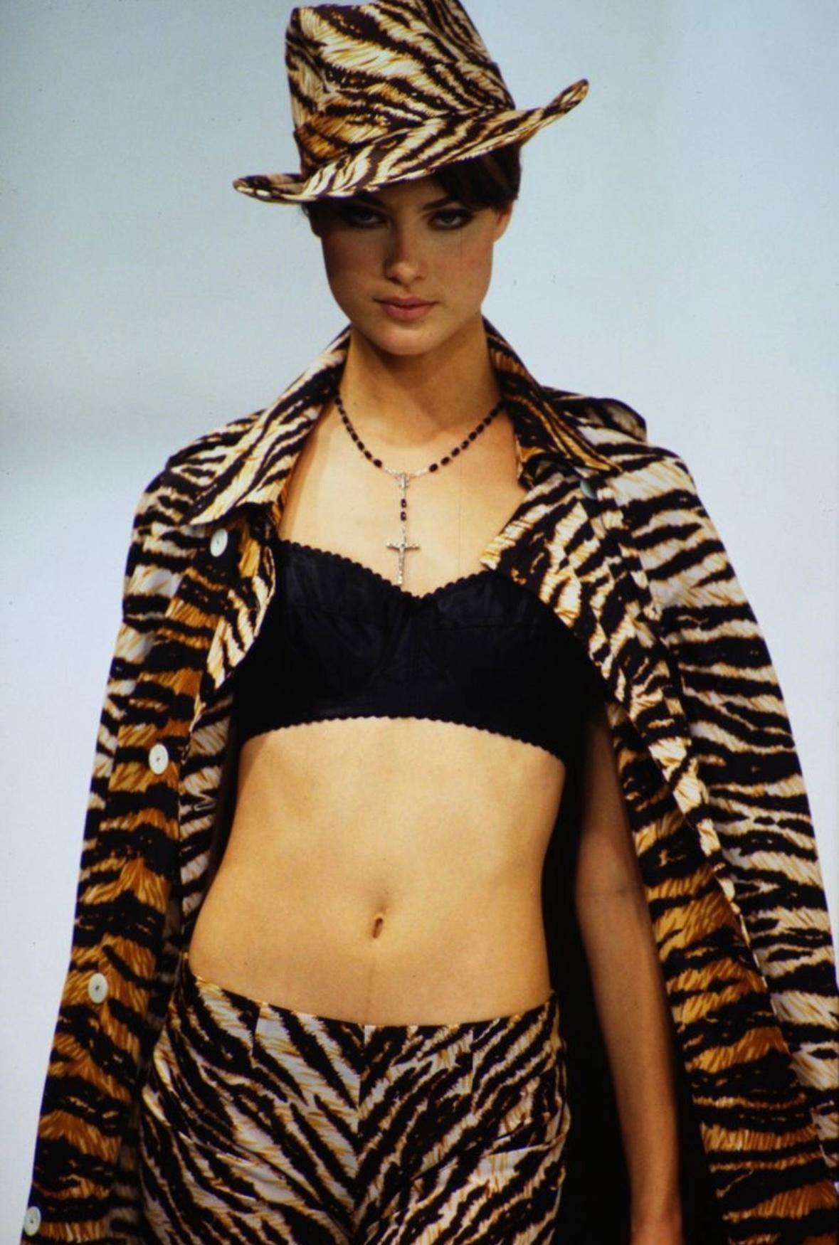 S/S 1996 Dolce & Gabbana Runway Sheer Tiger Print Oversized Wide Leg Pants - RealList