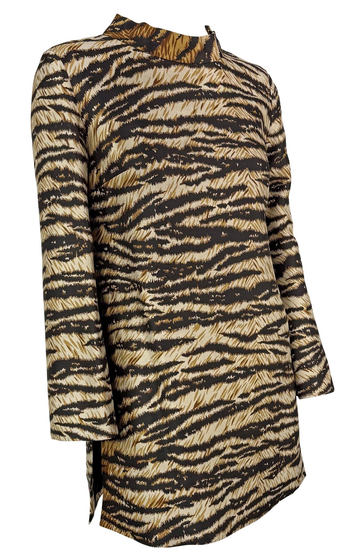 S/S 1996 Dolce & Gabbana Runway Tiger Print Mock Neck Side Slit Tunic Top - RealList