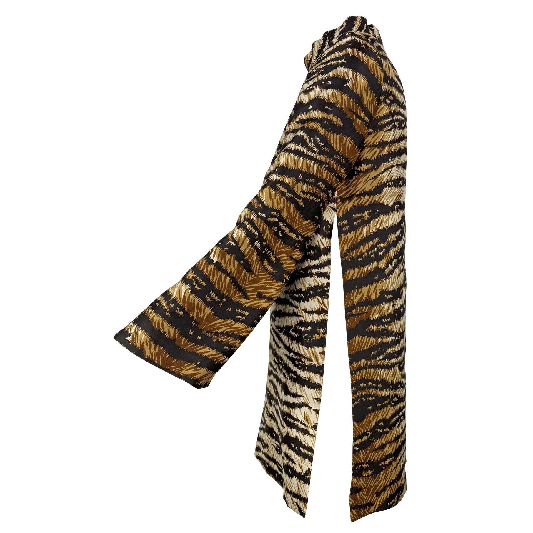 S/S 1996 Dolce & Gabbana Runway Tiger Print Mock Neck Side Slit Tunic Top - RealList