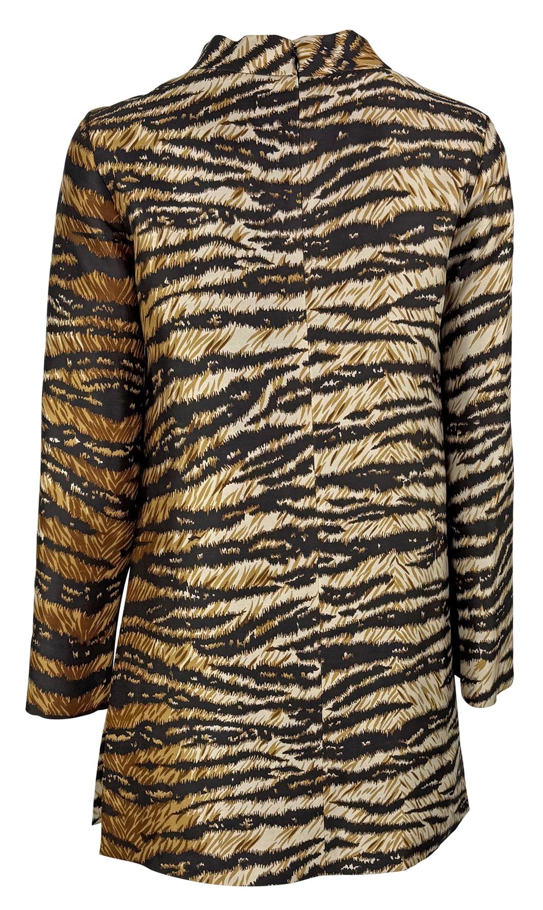 S/S 1996 Dolce & Gabbana Runway Tiger Print Mock Neck Side Slit Tunic Top - RealList