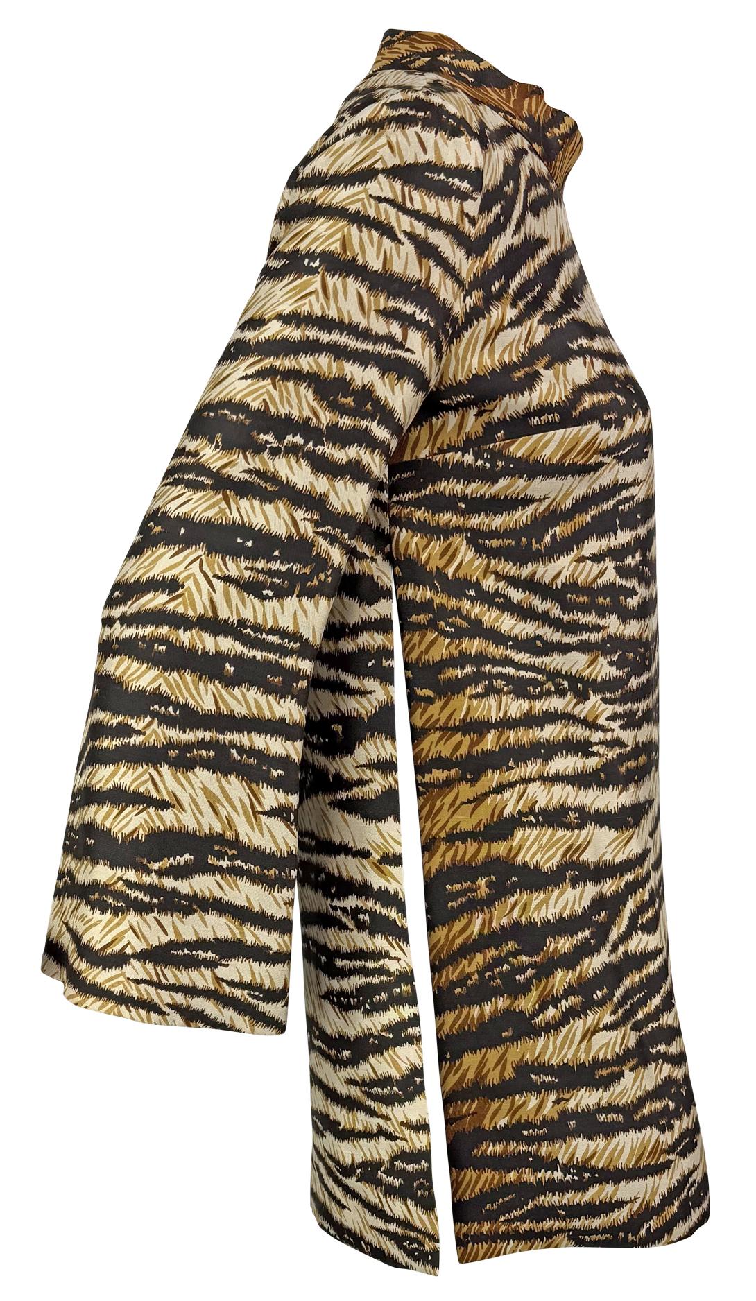 S/S 1996 Dolce & Gabbana Runway Tiger Print Mock Neck Side Slit Tunic Top - RealList
