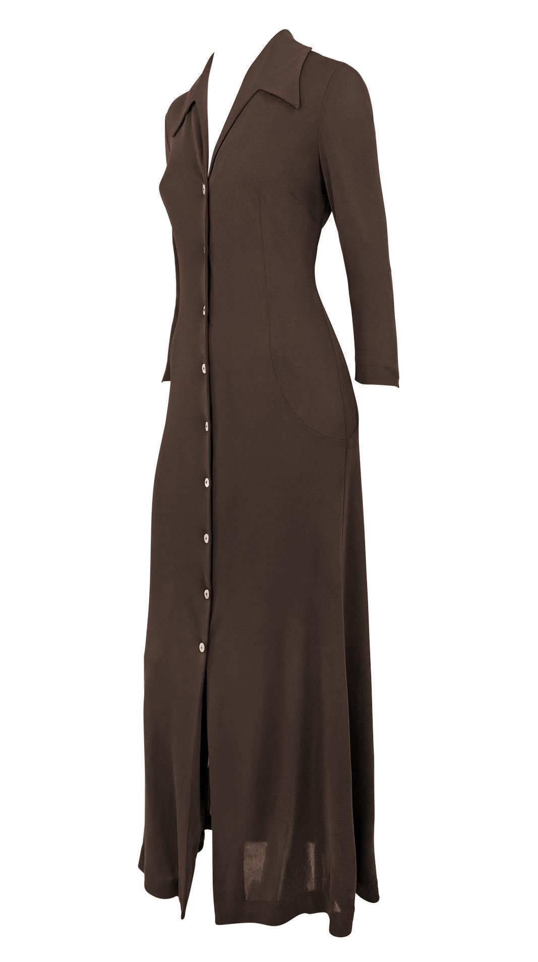 S/S 1996 Dolce & Gabbana Sheer Brown Button - Up Duster Maxi Dress - RealList