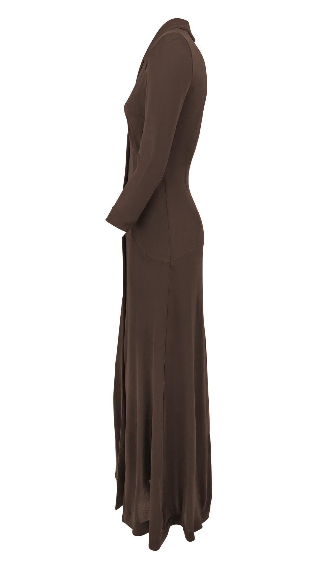 S/S 1996 Dolce & Gabbana Sheer Brown Button - Up Duster Maxi Dress - RealList