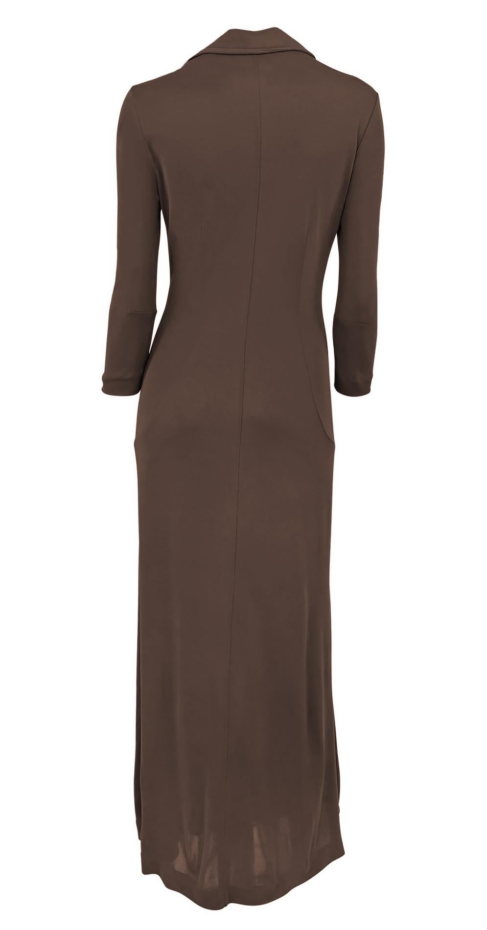 S/S 1996 Dolce & Gabbana Sheer Brown Button - Up Duster Maxi Dress - RealList