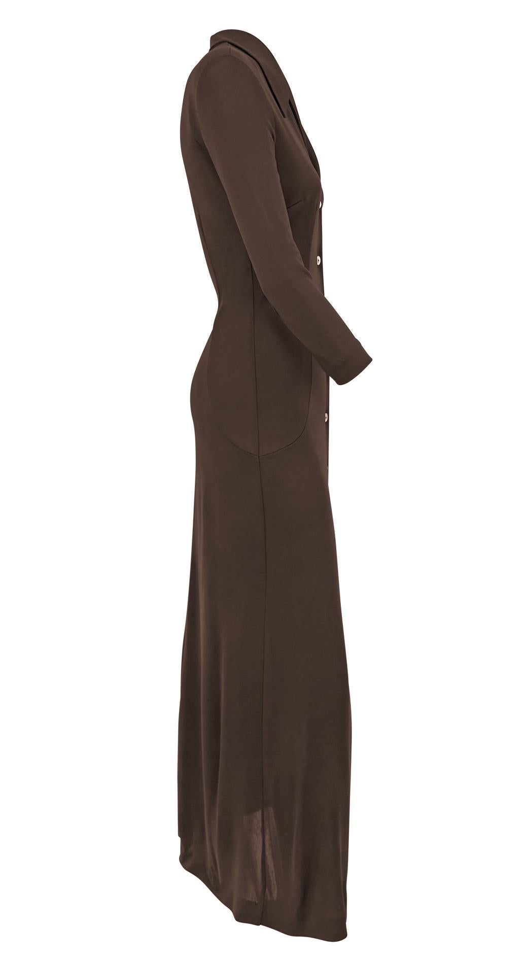 S/S 1996 Dolce & Gabbana Sheer Brown Button - Up Duster Maxi Dress - RealList