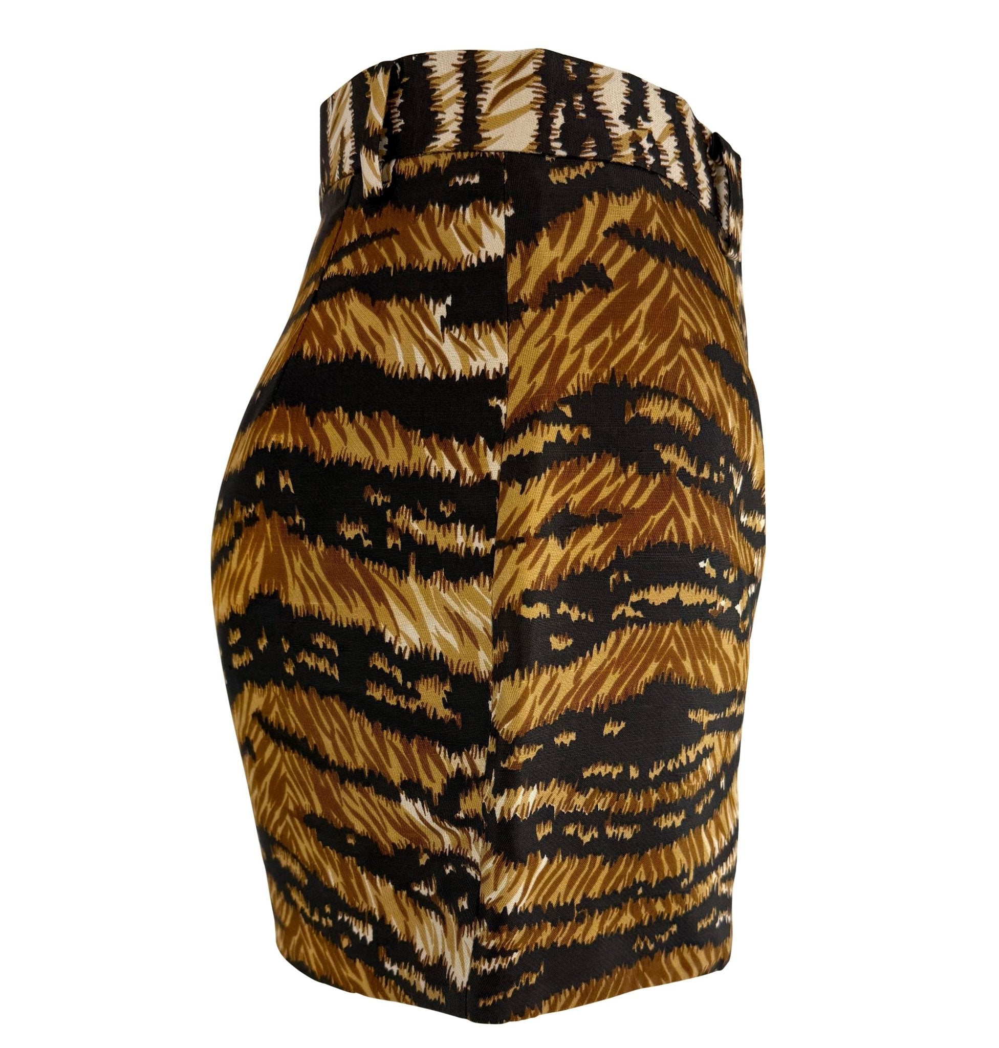 S/S 1996 Dolce & Gabbana Tiger Print Silk Mini Hot Pant Short Shorts - RealList