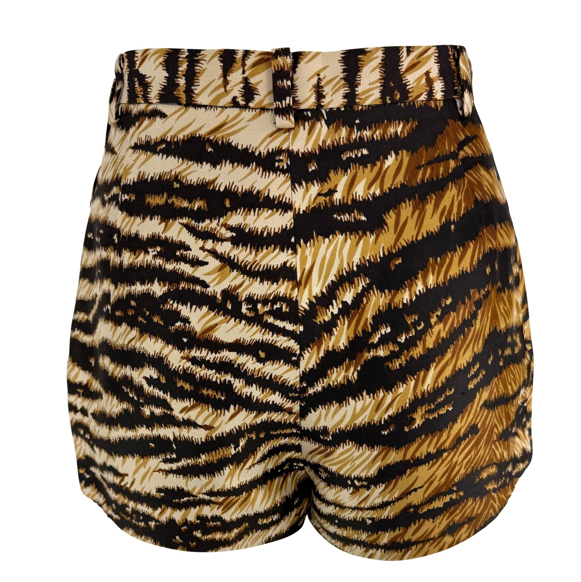 S/S 1996 Dolce & Gabbana Tiger Print Silk Mini Hot Pant Short Shorts - RealList