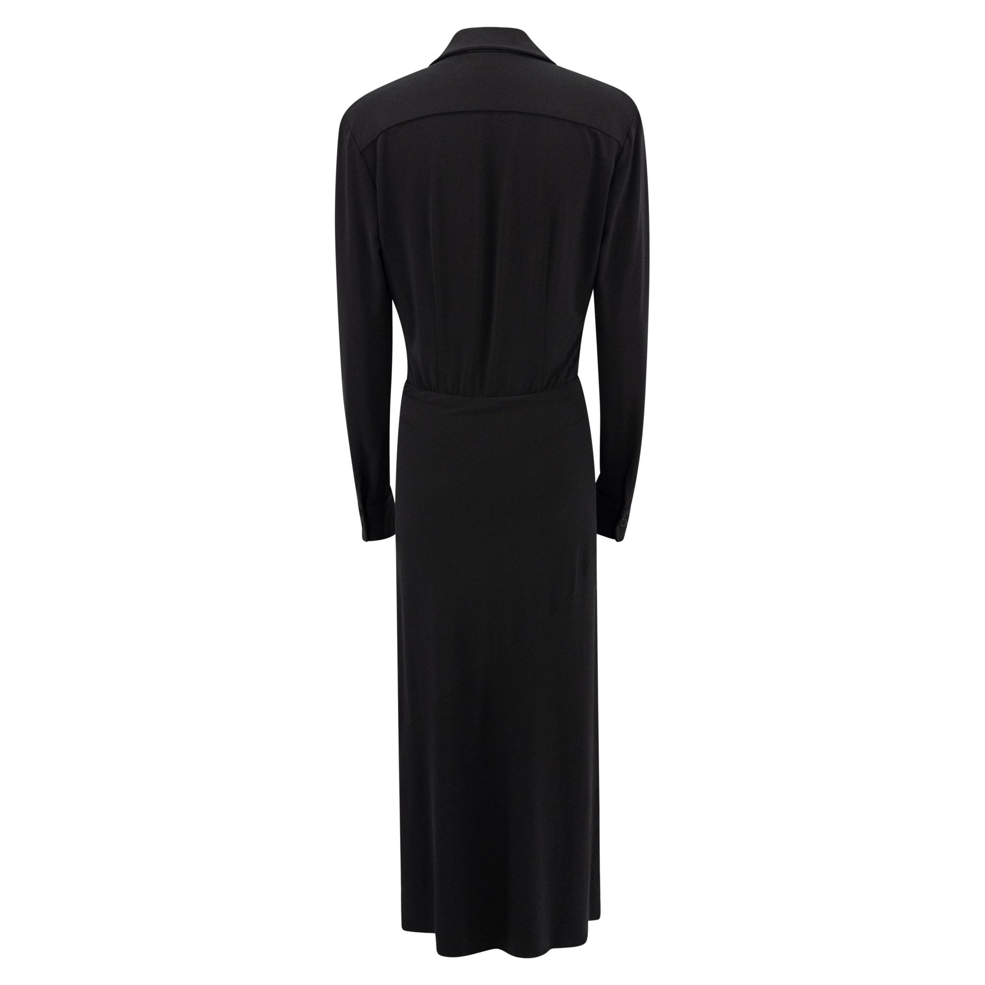 S/S 1996 Donna Karan Black Bodycon Plunging Bodysuit Maxi Dress - RealList