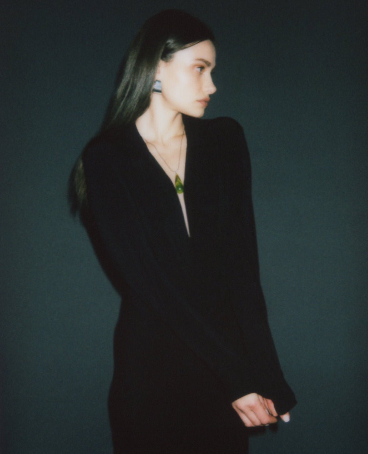 S/S 1996 Donna Karan Black Bodycon Plunging Bodysuit Maxi Dress - RealList