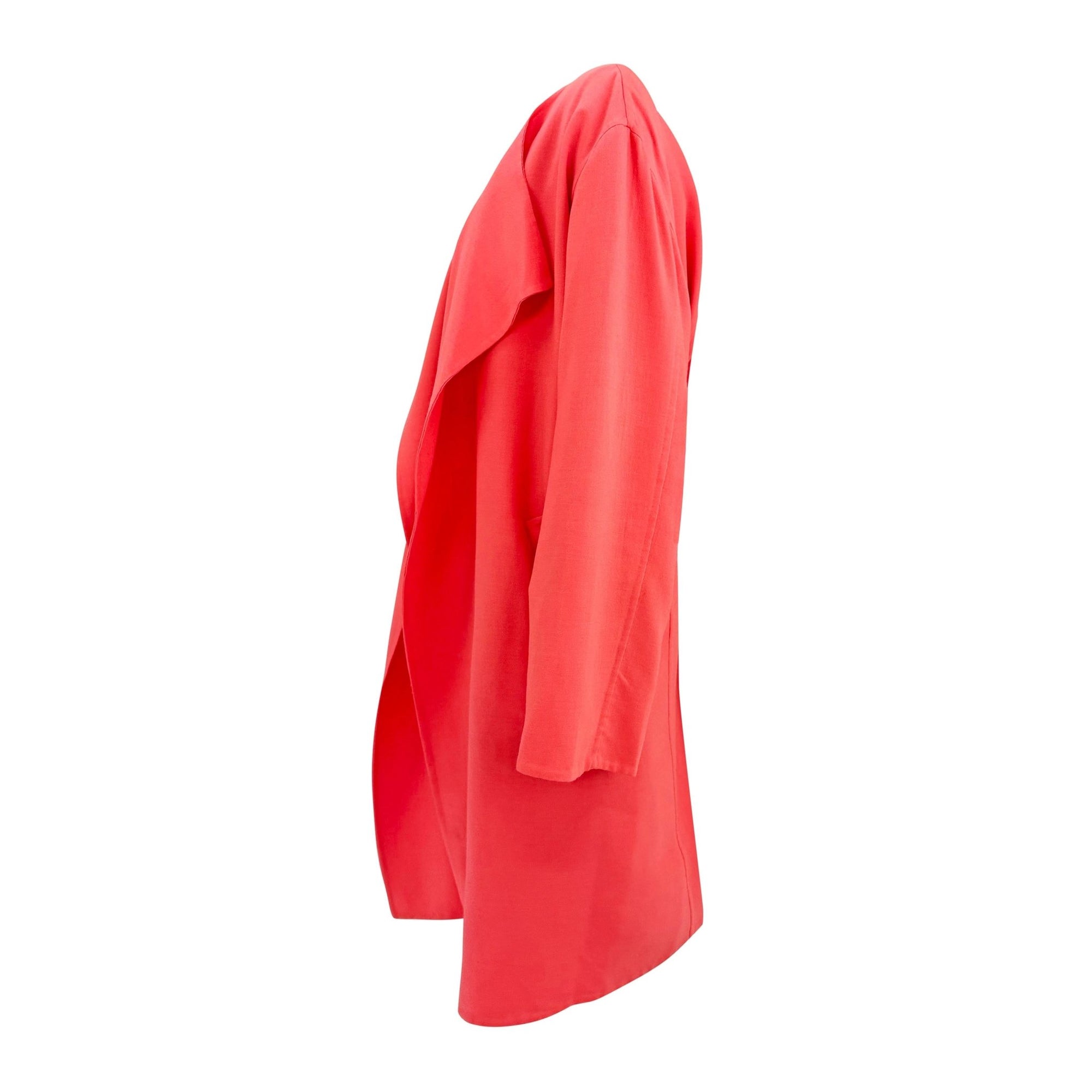 S/S 1996 Donna Karan Runway Bright Pink Stretch Wool Overcoat Dress Set - RealList