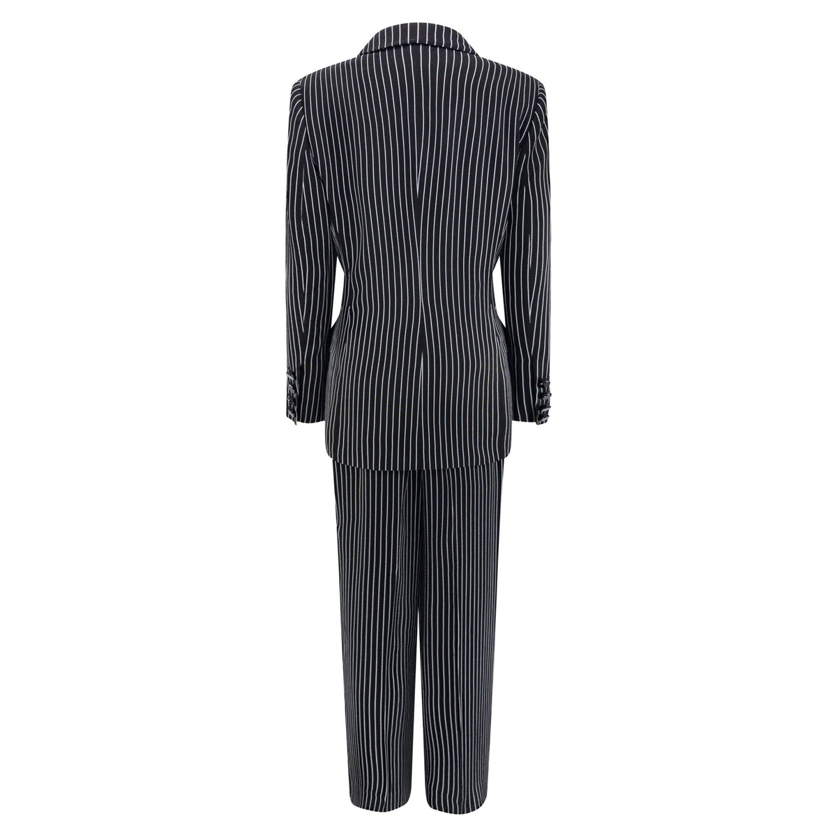 S/S 1996 Gianfranco Ferré Runway Black Pinstriped Double - Breasted 3 - Piece Pantsuit Set - RealList