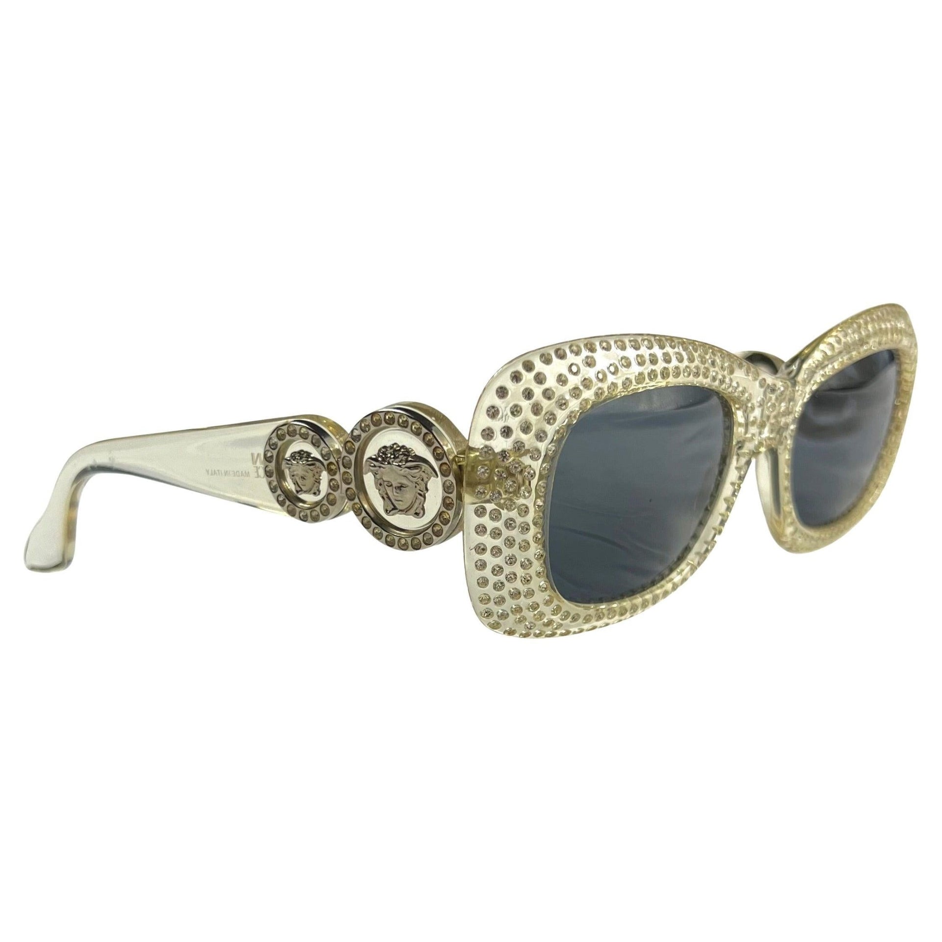 S/S 1996 Gianni Versace Ad Clear Rhinestone Medusa Sunglasses - RealList