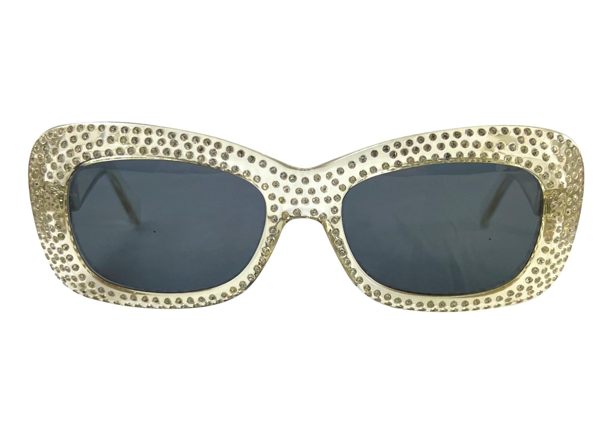 S/S 1996 Gianni Versace Ad Clear Rhinestone Medusa Sunglasses - RealList