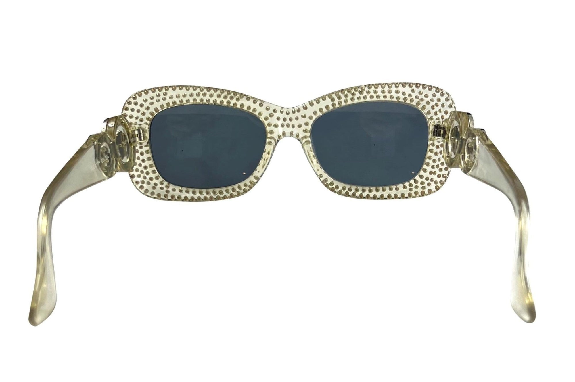 S/S 1996 Gianni Versace Ad Clear Rhinestone Medusa Sunglasses - RealList
