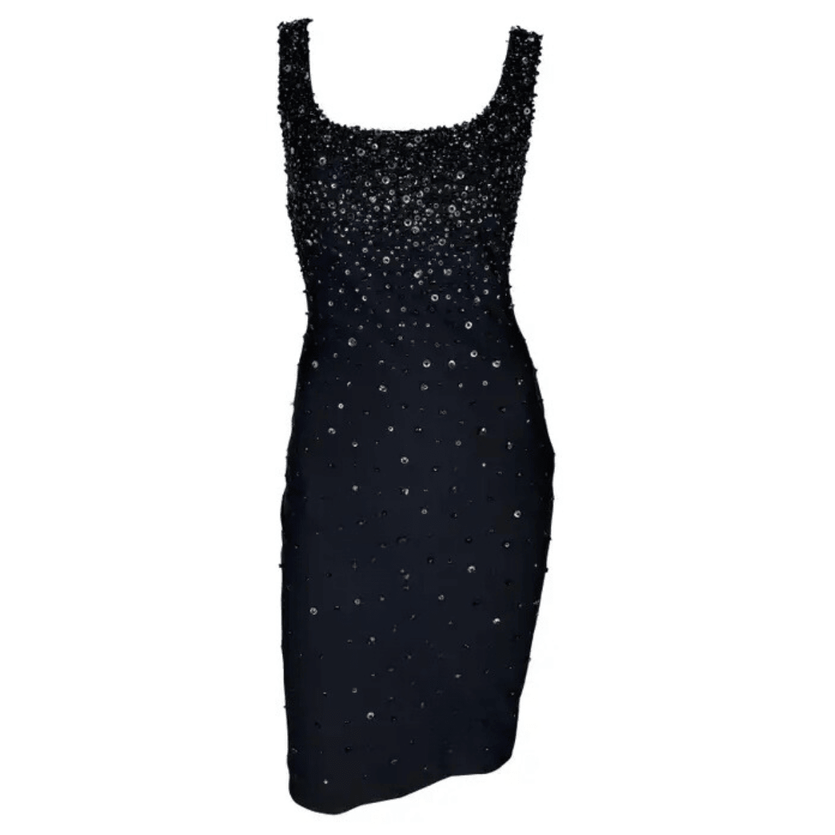 S/S 1996 Gianni Versace Black Beaded Sleeveless Bodycon Runway Dress - RealList