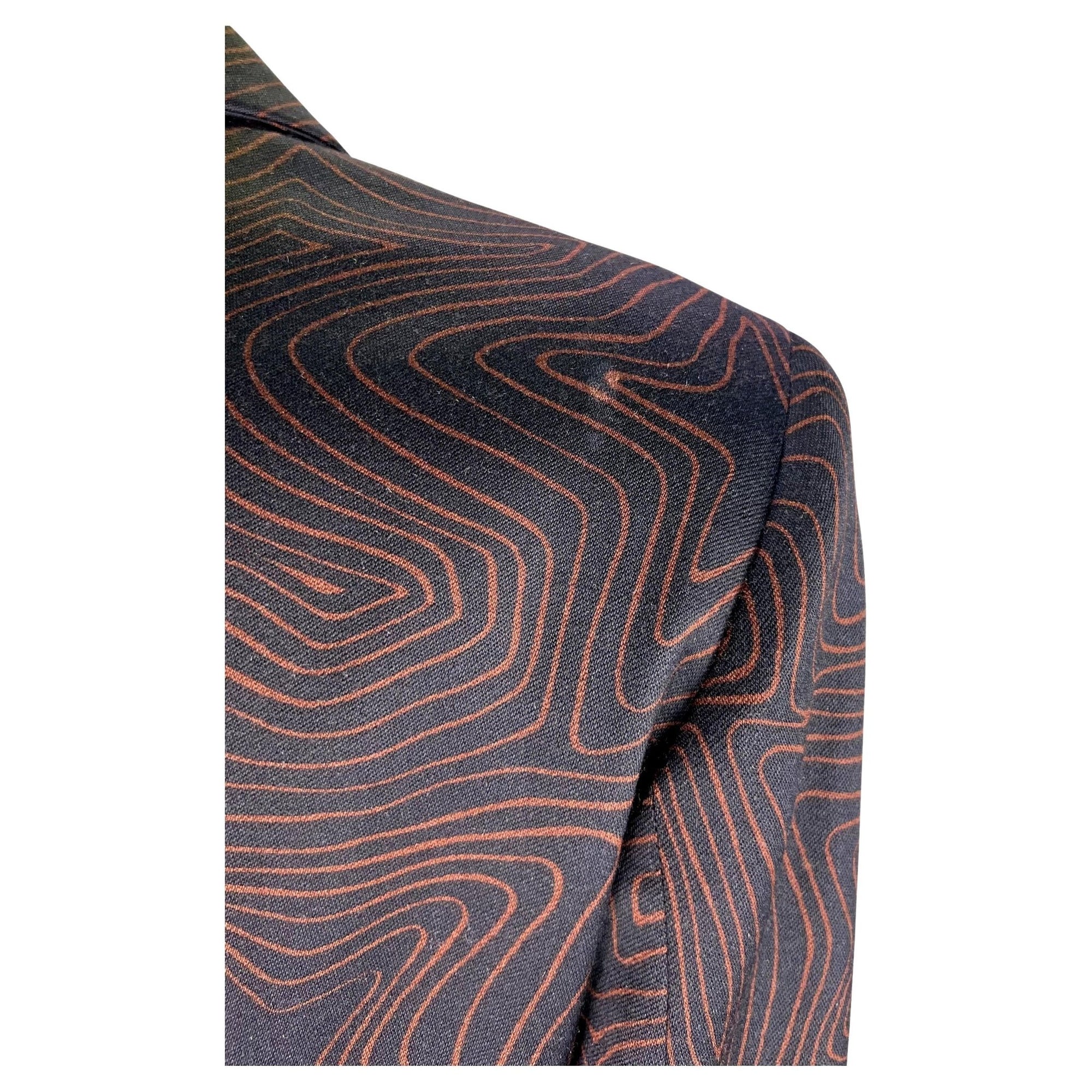 S/S 1996 Gianni Versace Black Brown Abstract Star Print Medusa Blazer - RealList