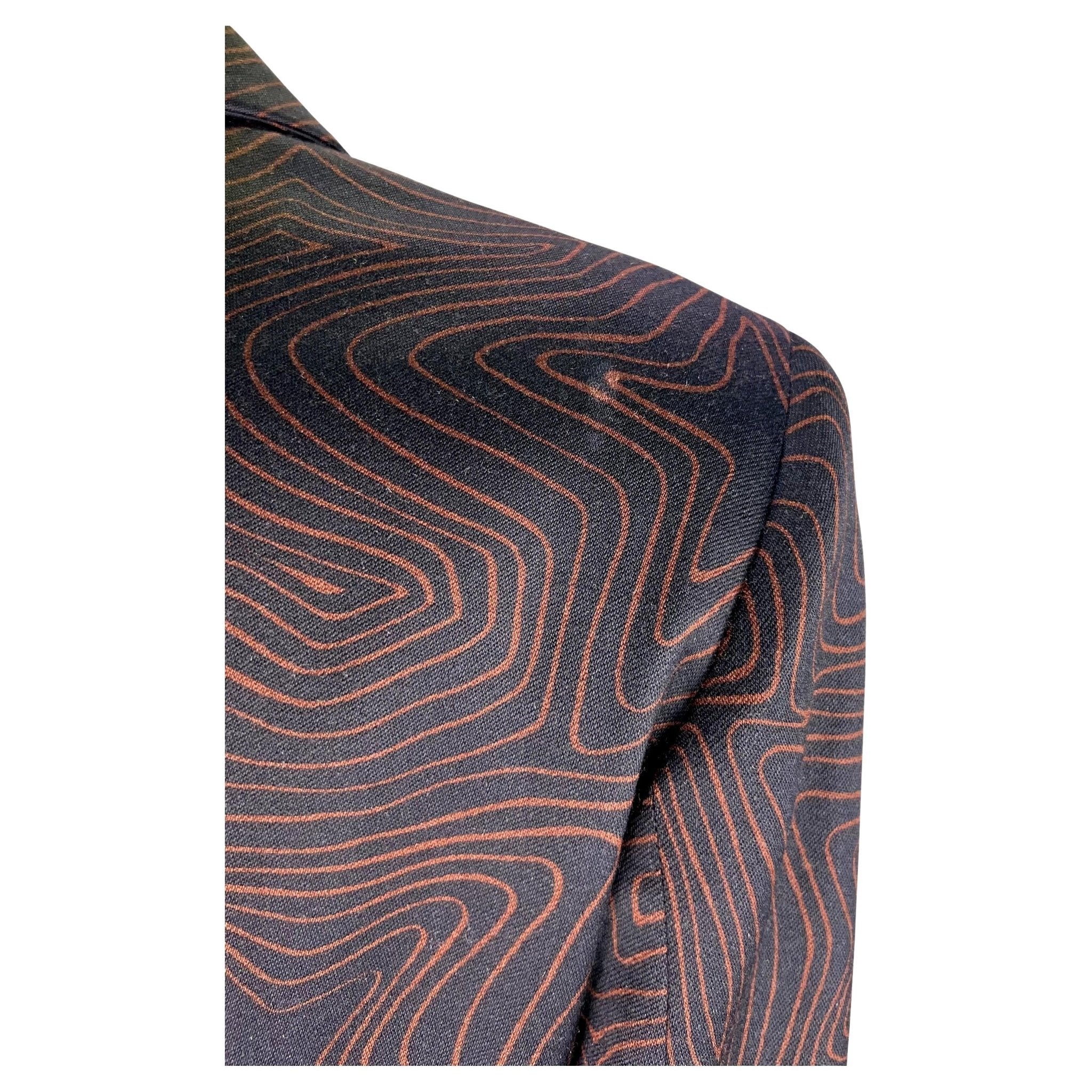S/S 1996 Gianni Versace Black Brown Abstract Star Print Medusa Blazer - RealList