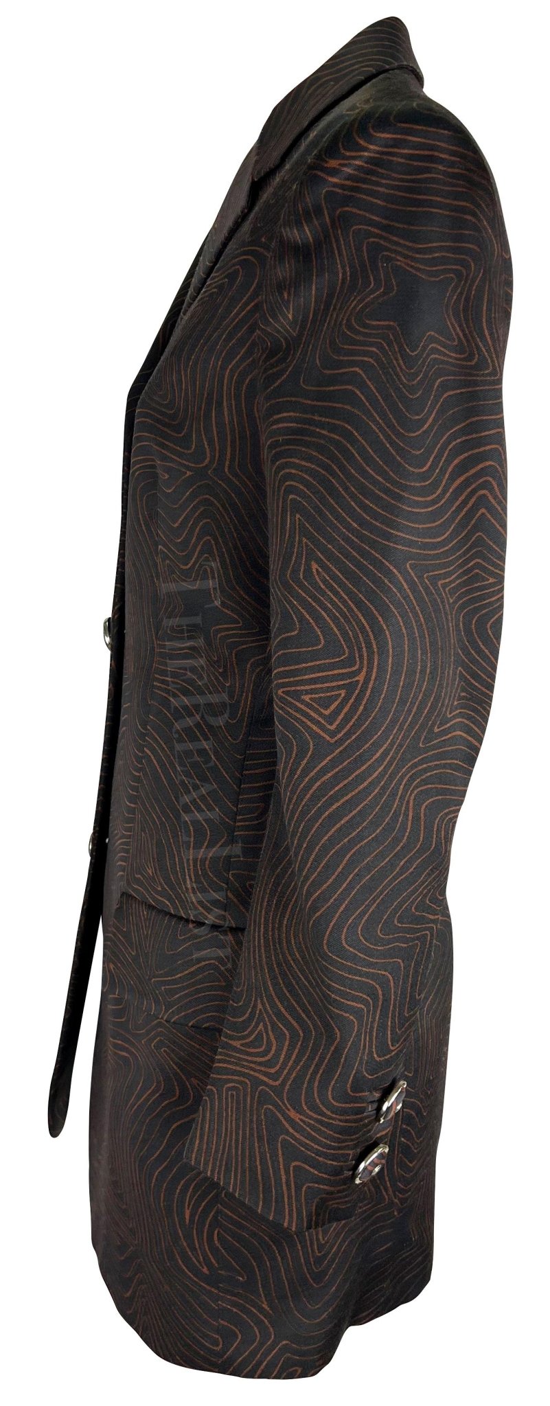 S/S 1996 Gianni Versace Black Brown Abstract Star Print Medusa Blazer - RealList