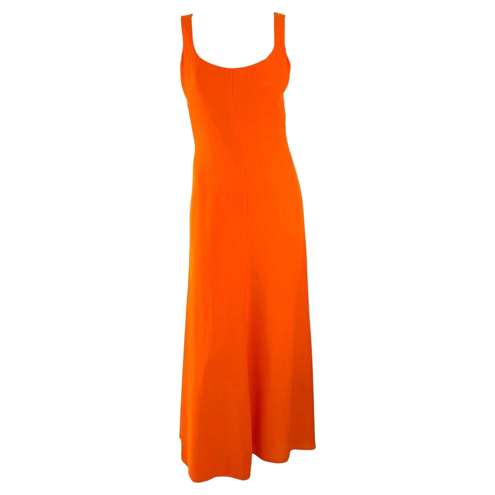 S/S 1996 Gianni Versace Couture Runway Ad Orange Bodycon Gown Helena Cindy Amber - RealList