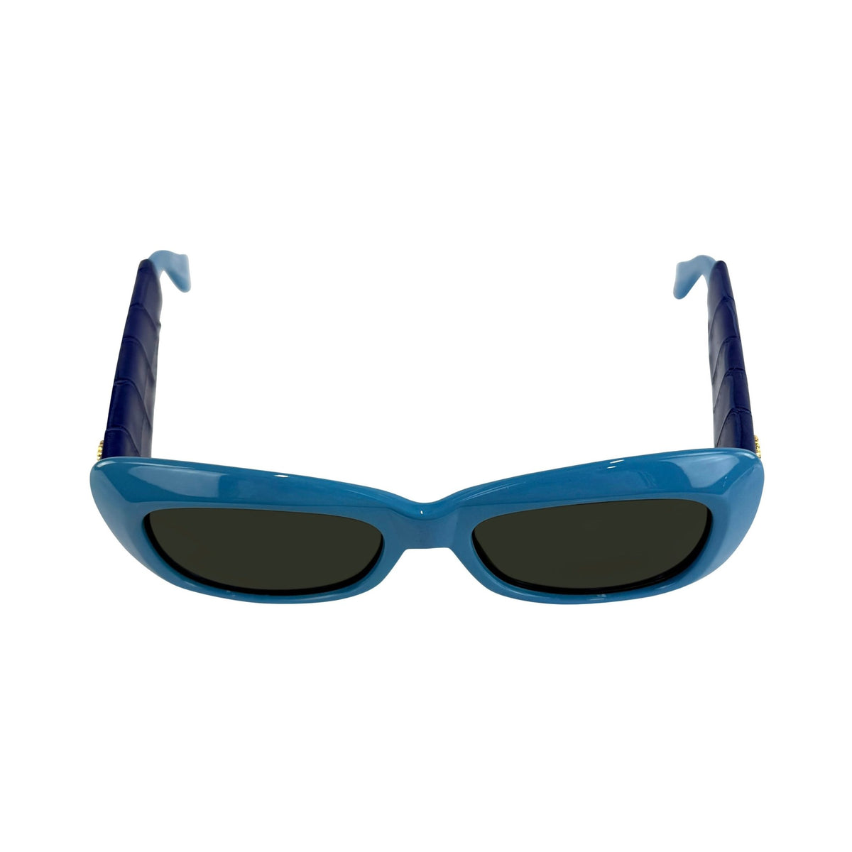 S/S 1996 Gianni Versace Light Blue Croc Embossed Leather Trim Sunglasses - RealList