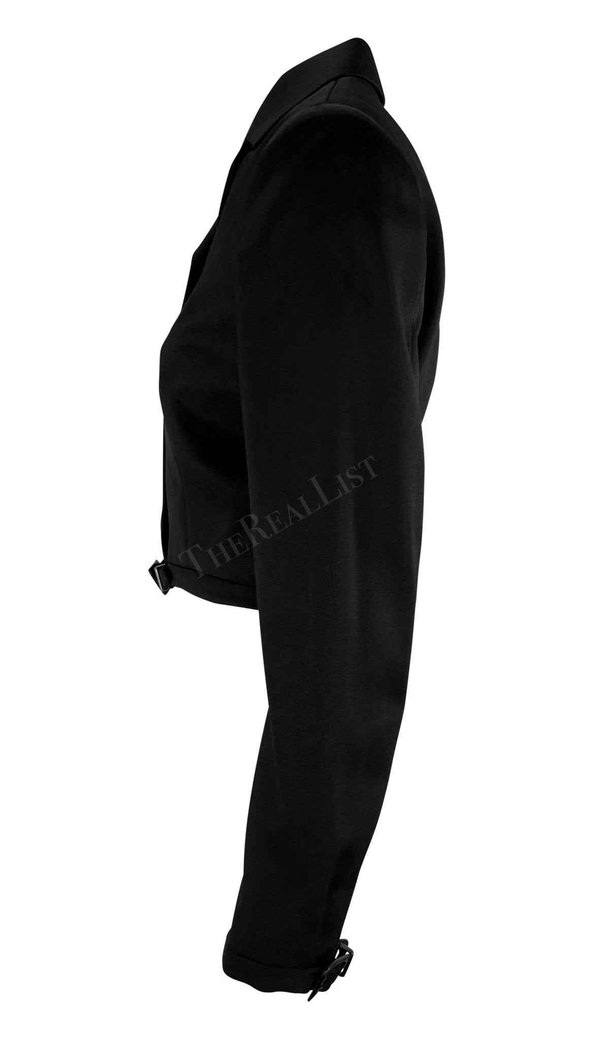 S/S 1996 Gianni Versace Runway Cropped Medusa Button Belted Blazer Jacket - RealList