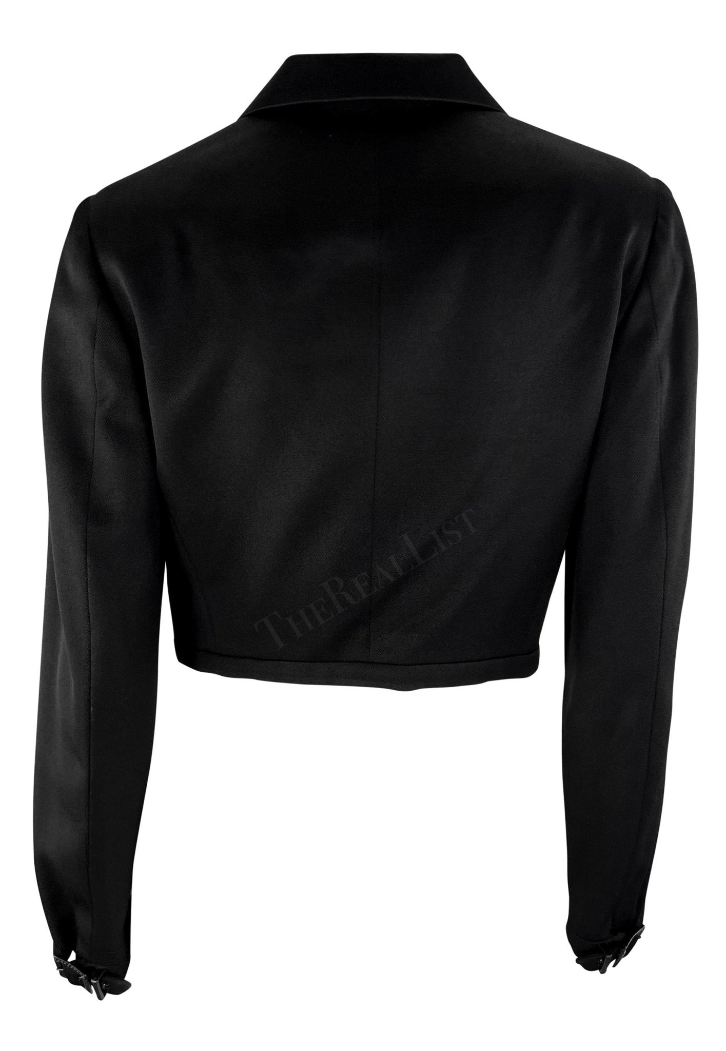 S/S 1996 Gianni Versace Runway Cropped Medusa Button Belted Blazer Jacket - RealList