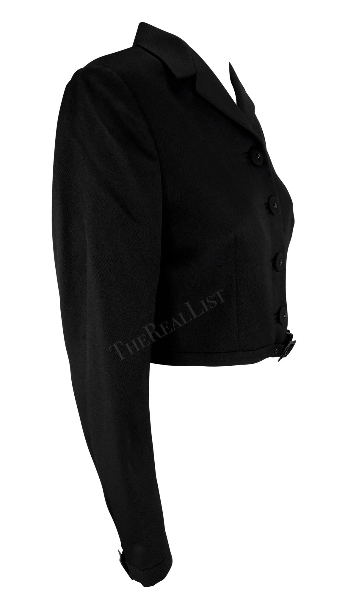 S/S 1996 Gianni Versace Runway Cropped Medusa Button Belted Blazer Jacket - RealList