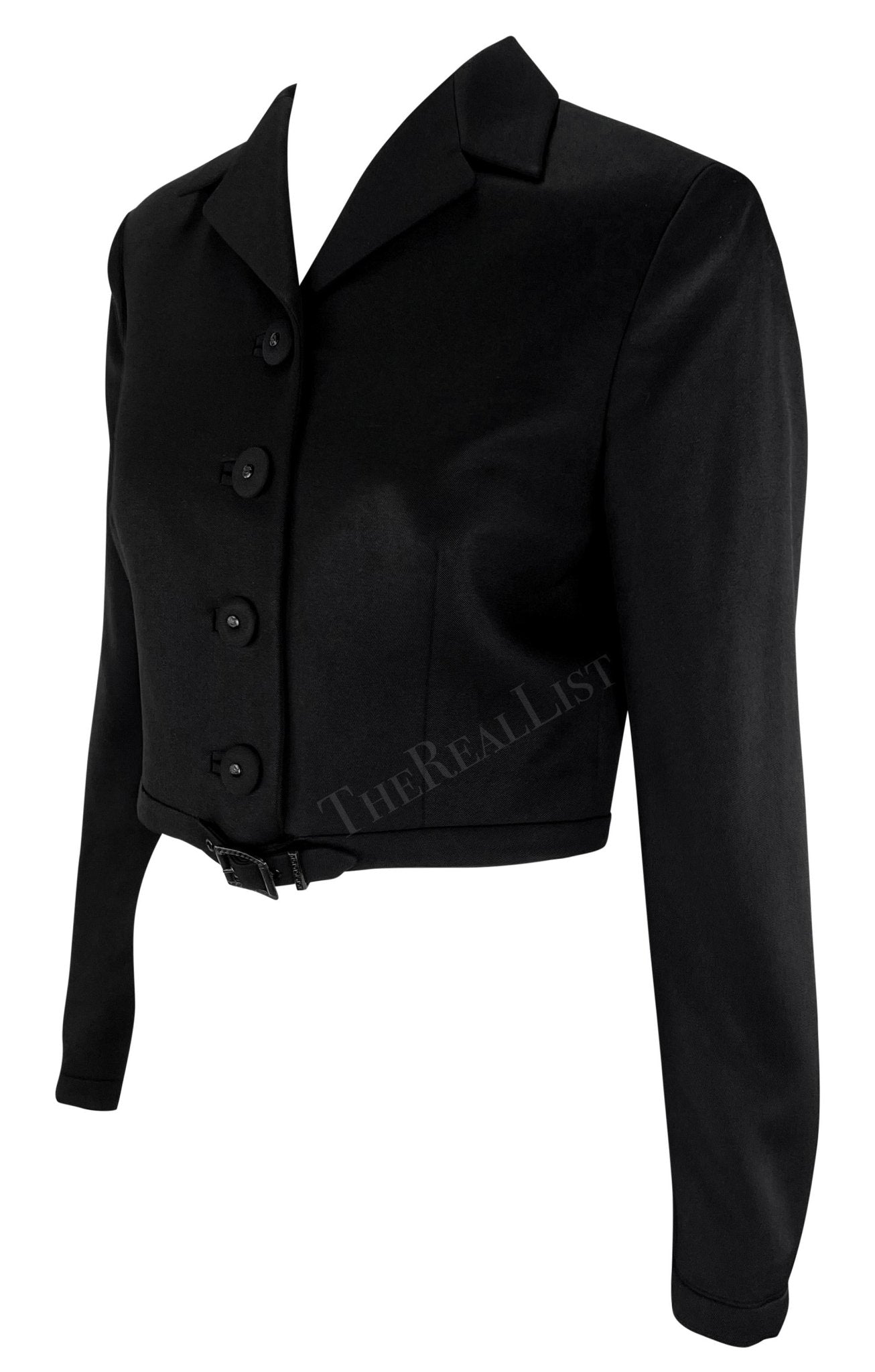 S/S 1996 Gianni Versace Runway Cropped Medusa Button Belted Blazer Jacket - RealList
