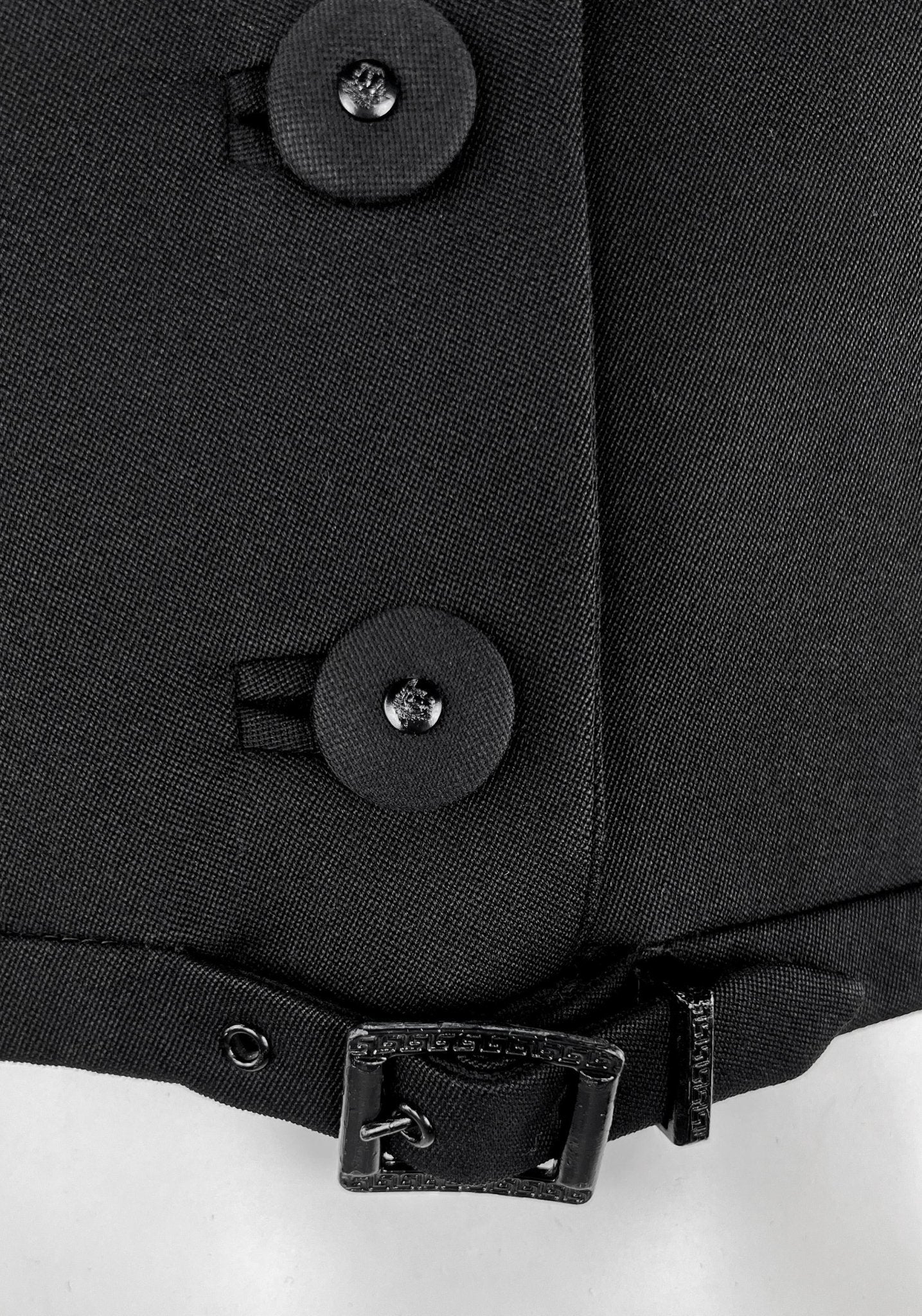 S/S 1996 Gianni Versace Runway Cropped Medusa Button Belted Blazer Jacket - RealList