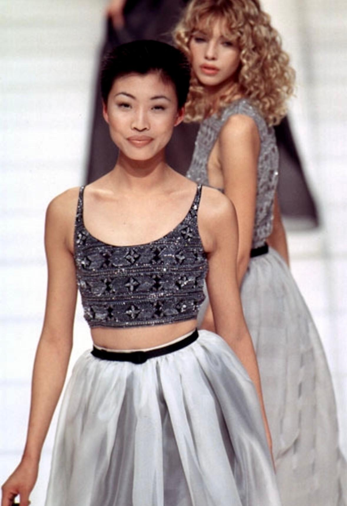 S/S 1996 Giorgio Armani Backless Black Silver Beaded Dress - RealList