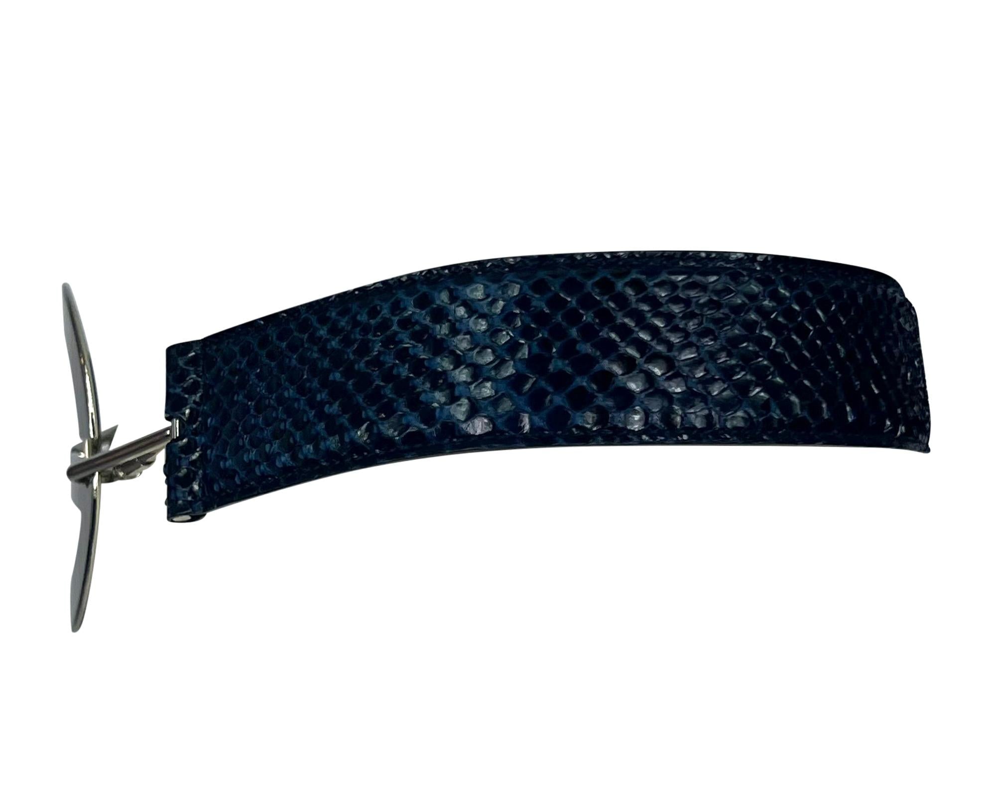 S/S 1996 Gucci by Tom Ford Ad Blue Genuine Python G Circle Buckle Belt - RealList