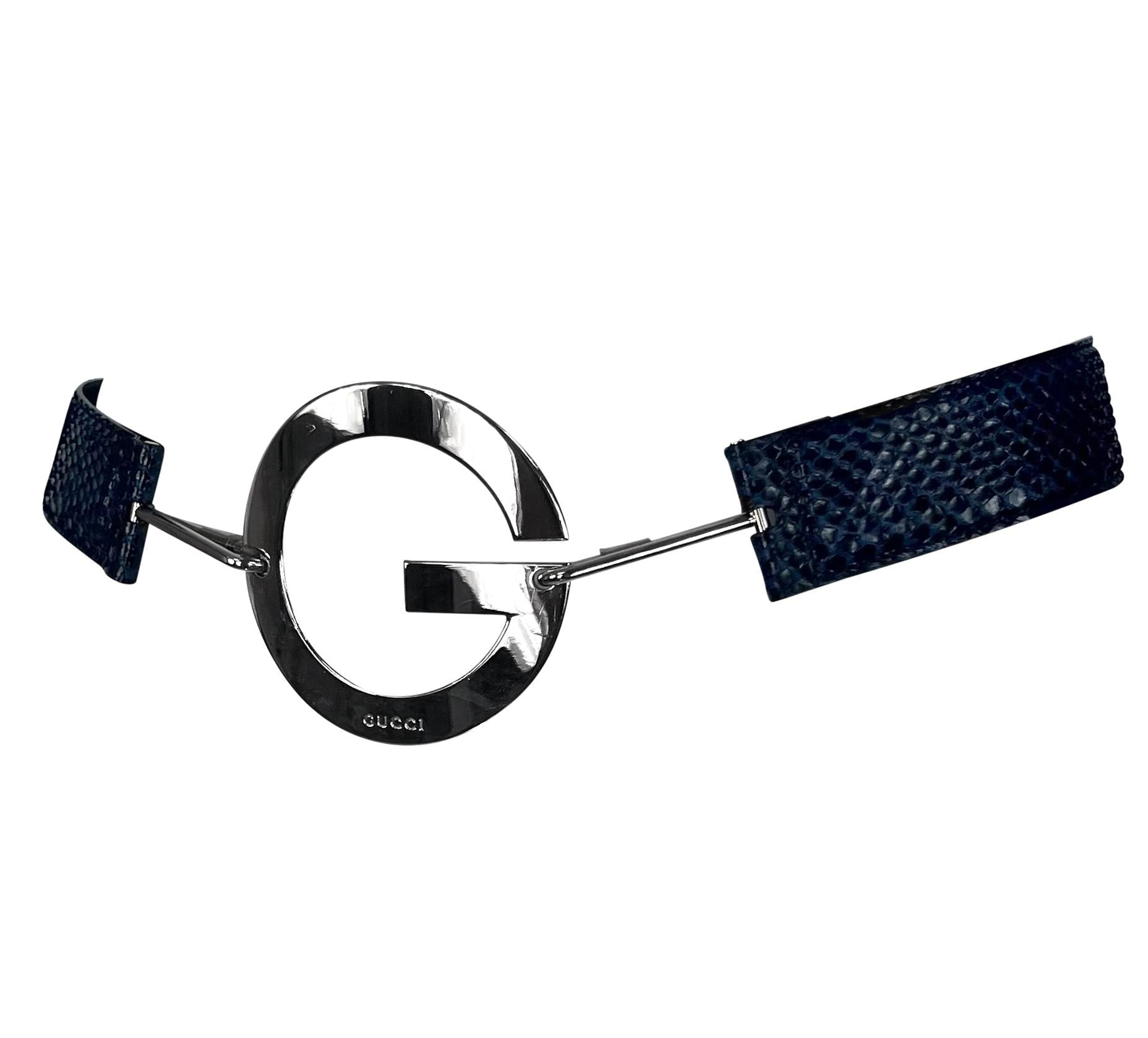 S/S 1996 Gucci by Tom Ford Ad Blue Genuine Python G Circle Buckle Belt - RealList