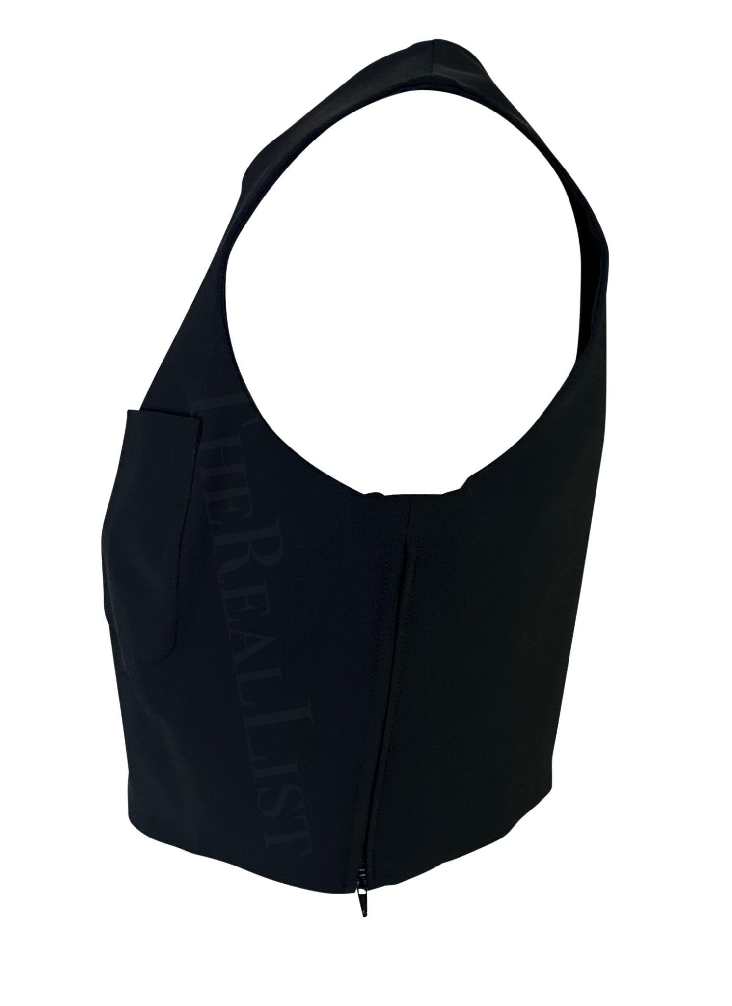 S/S 1996 Gucci by Tom Ford Black Silk Crop Top Two Front Pockets - RealList