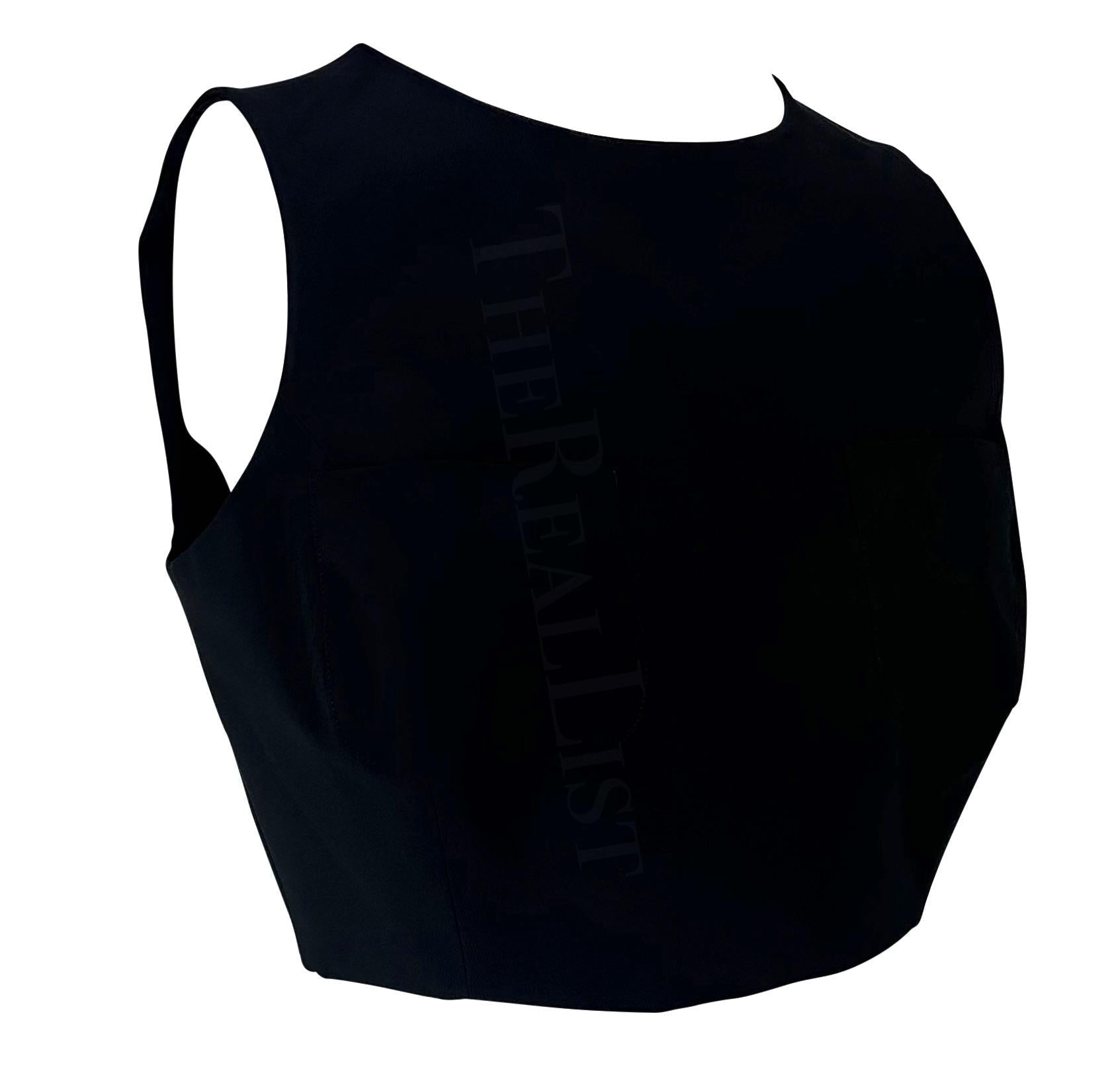 S/S 1996 Gucci by Tom Ford Black Silk Crop Top Two Front Pockets - RealList