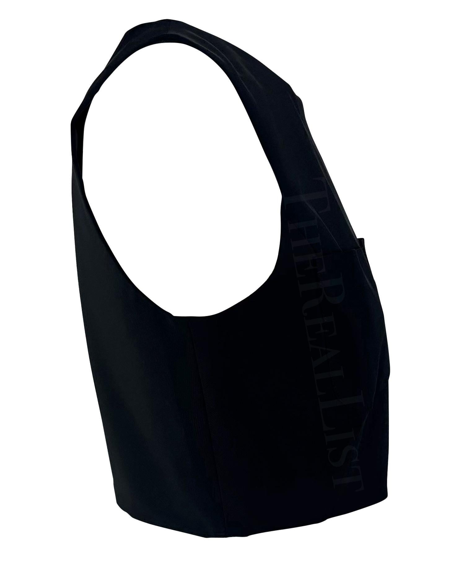 S/S 1996 Gucci by Tom Ford Black Silk Crop Top Two Front Pockets - RealList