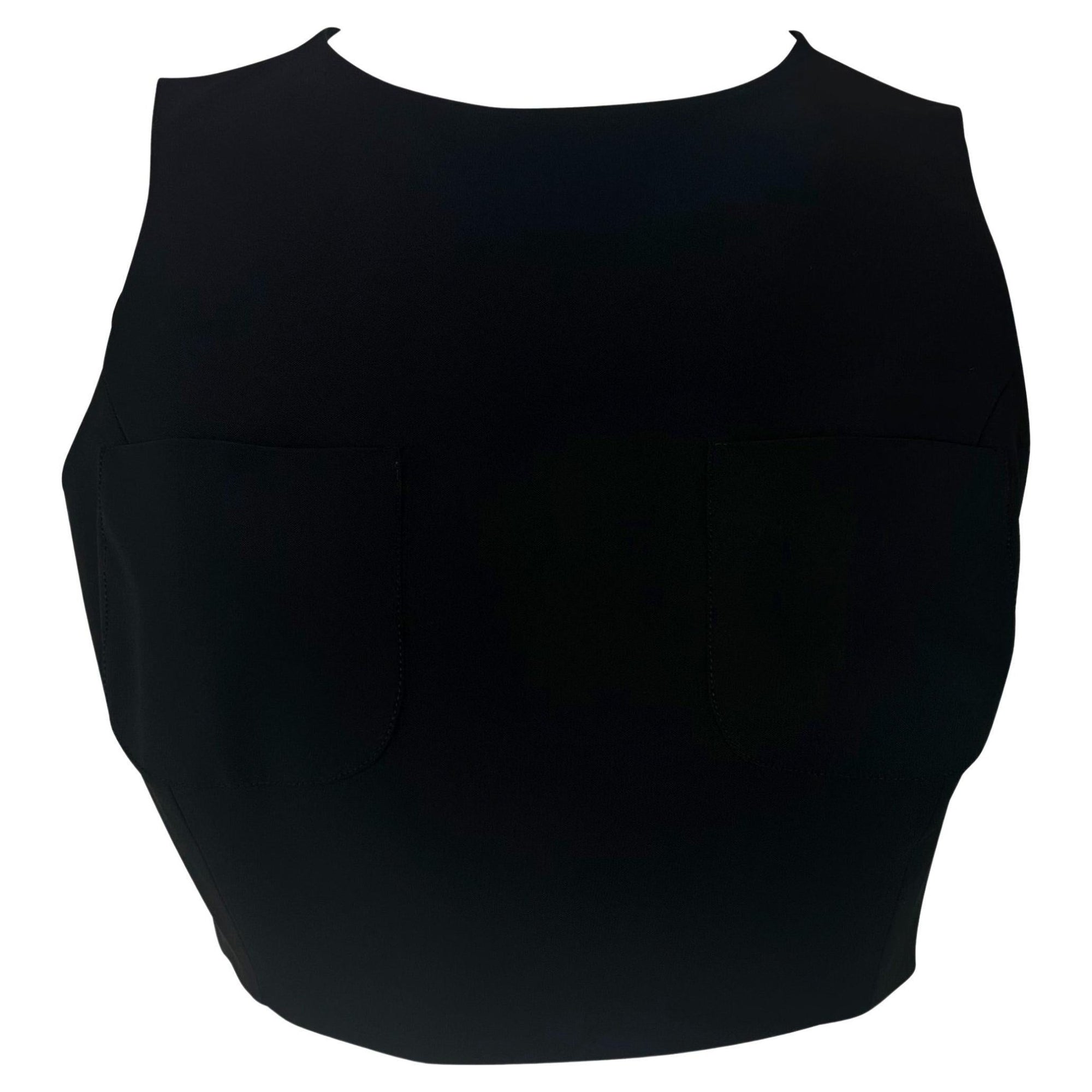 S/S 1996 Gucci by Tom Ford Black Silk Crop Top Two Front Pockets - RealList