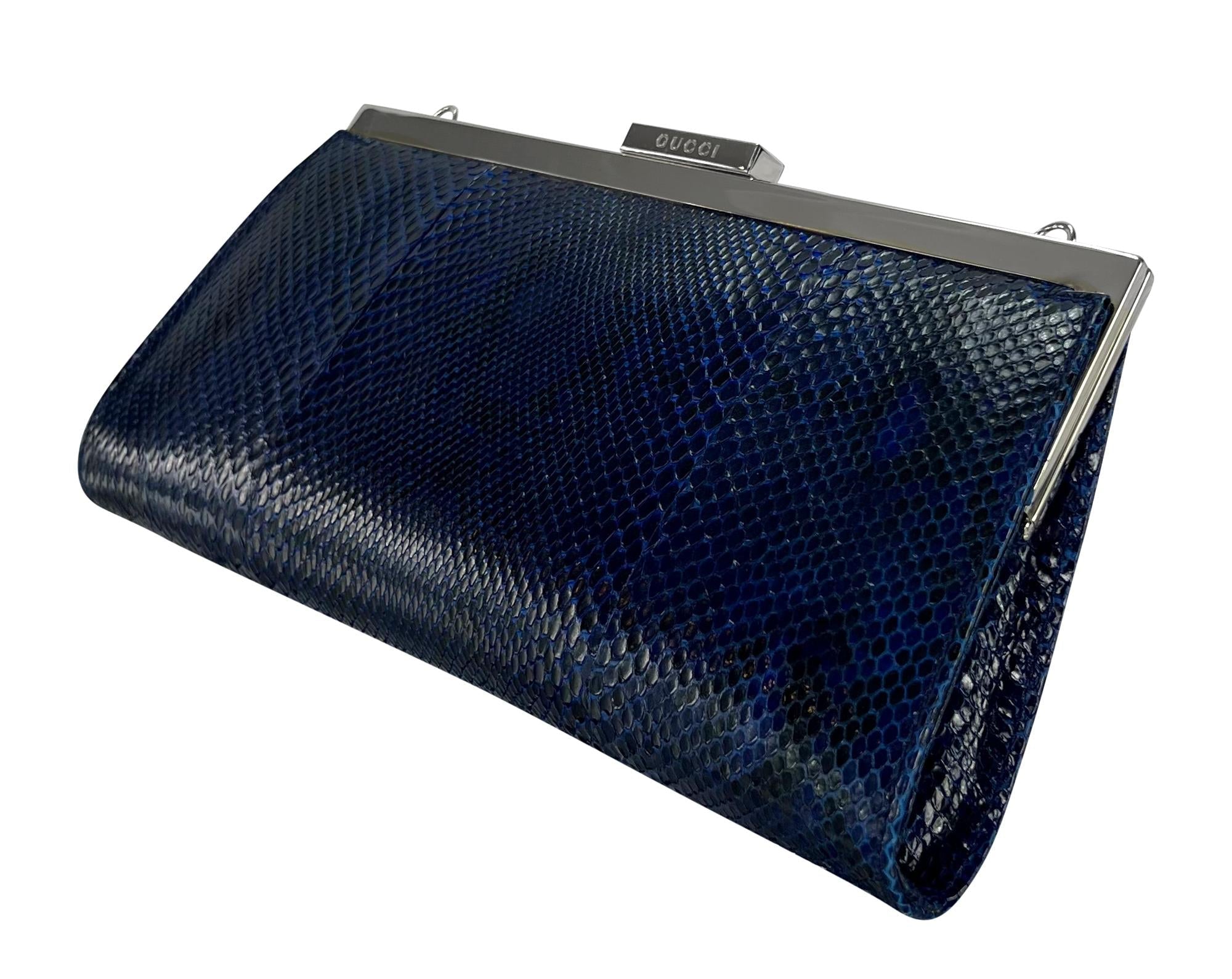 S/S 1996 Gucci by Tom Ford Deep Blue Python Convertible Chain Clutch - RealList