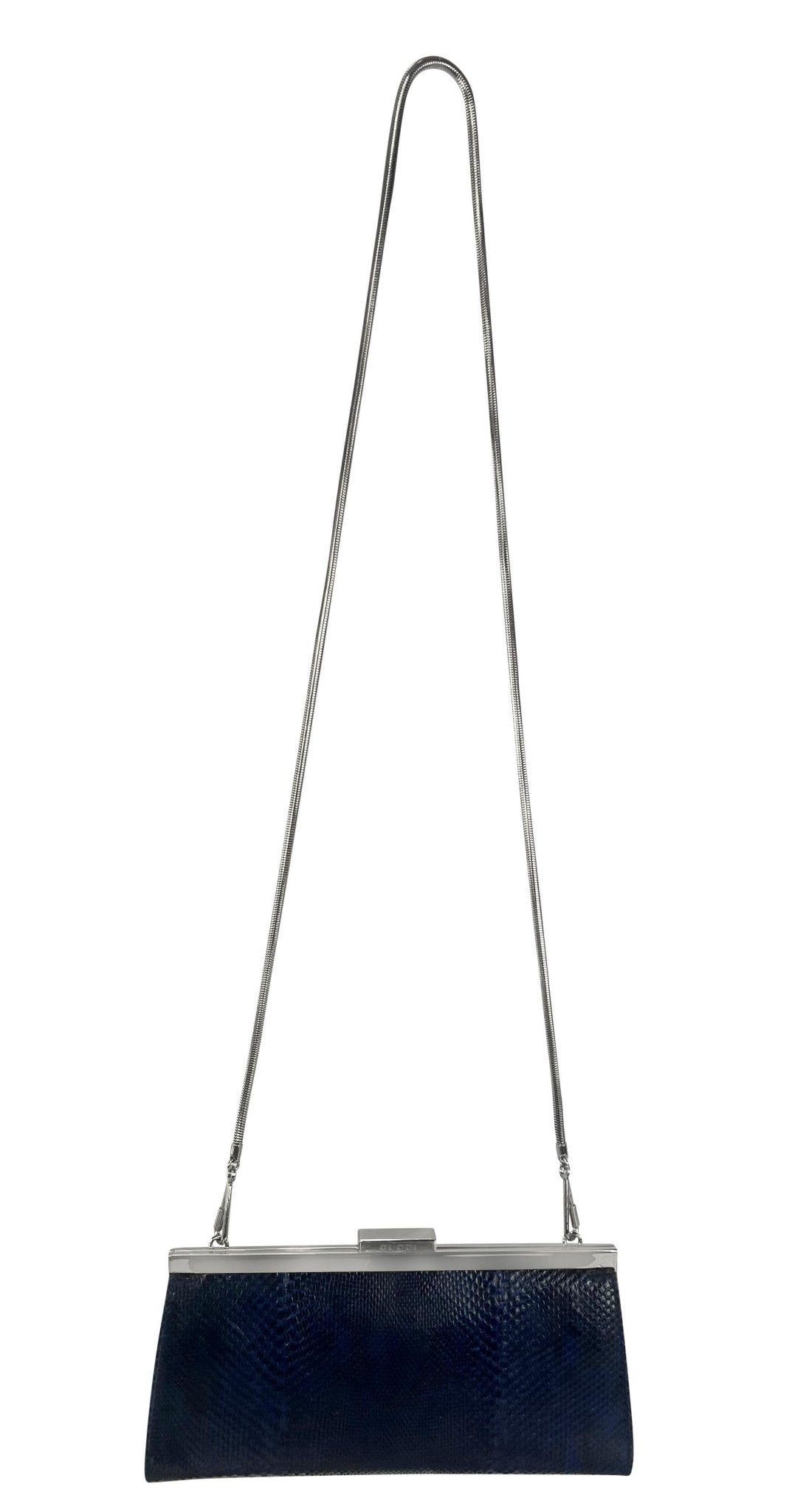 S/S 1996 Gucci by Tom Ford Deep Blue Python Convertible Chain Clutch - RealList