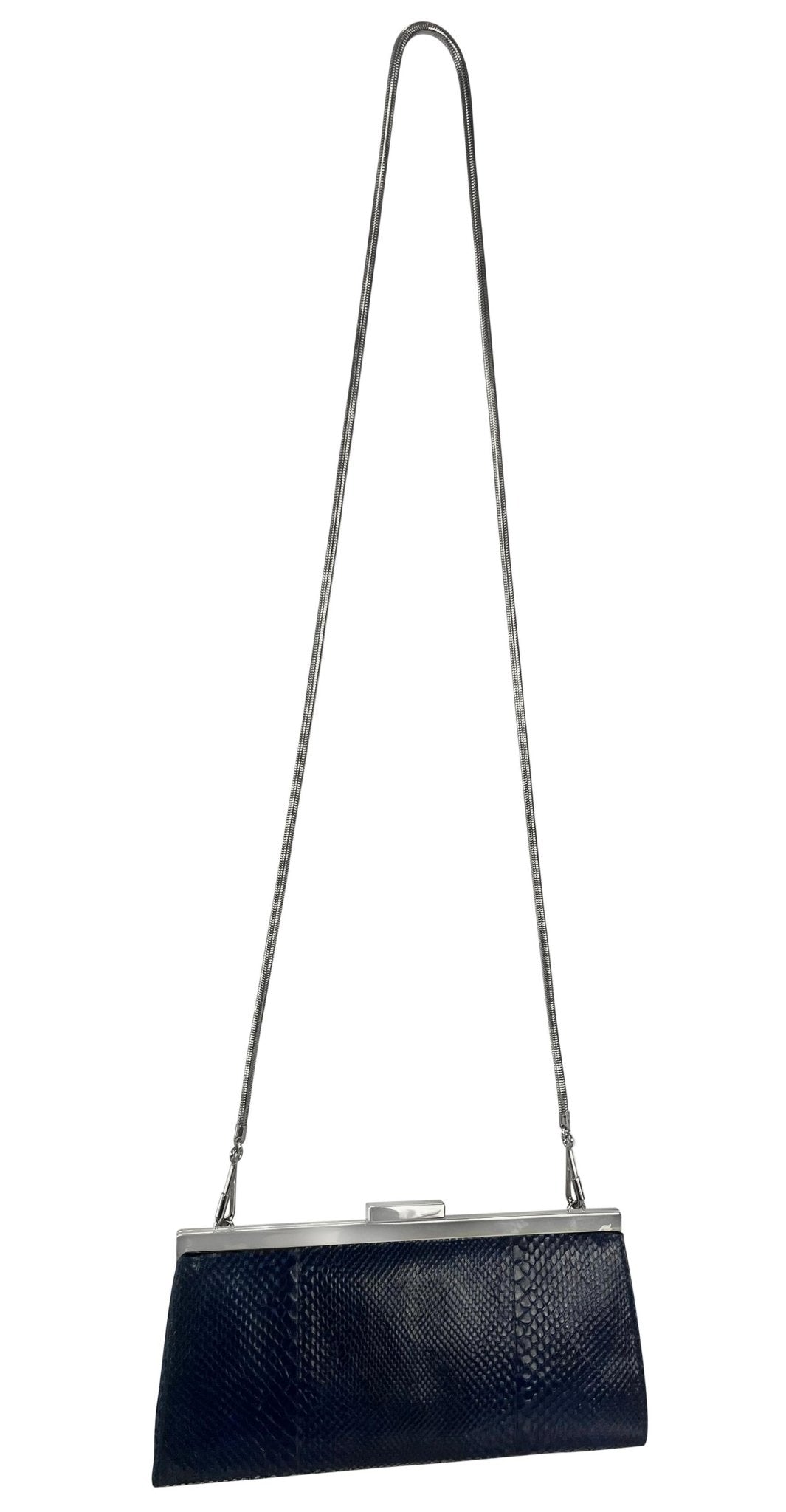 S/S 1996 Gucci by Tom Ford Deep Blue Python Convertible Chain Clutch - RealList