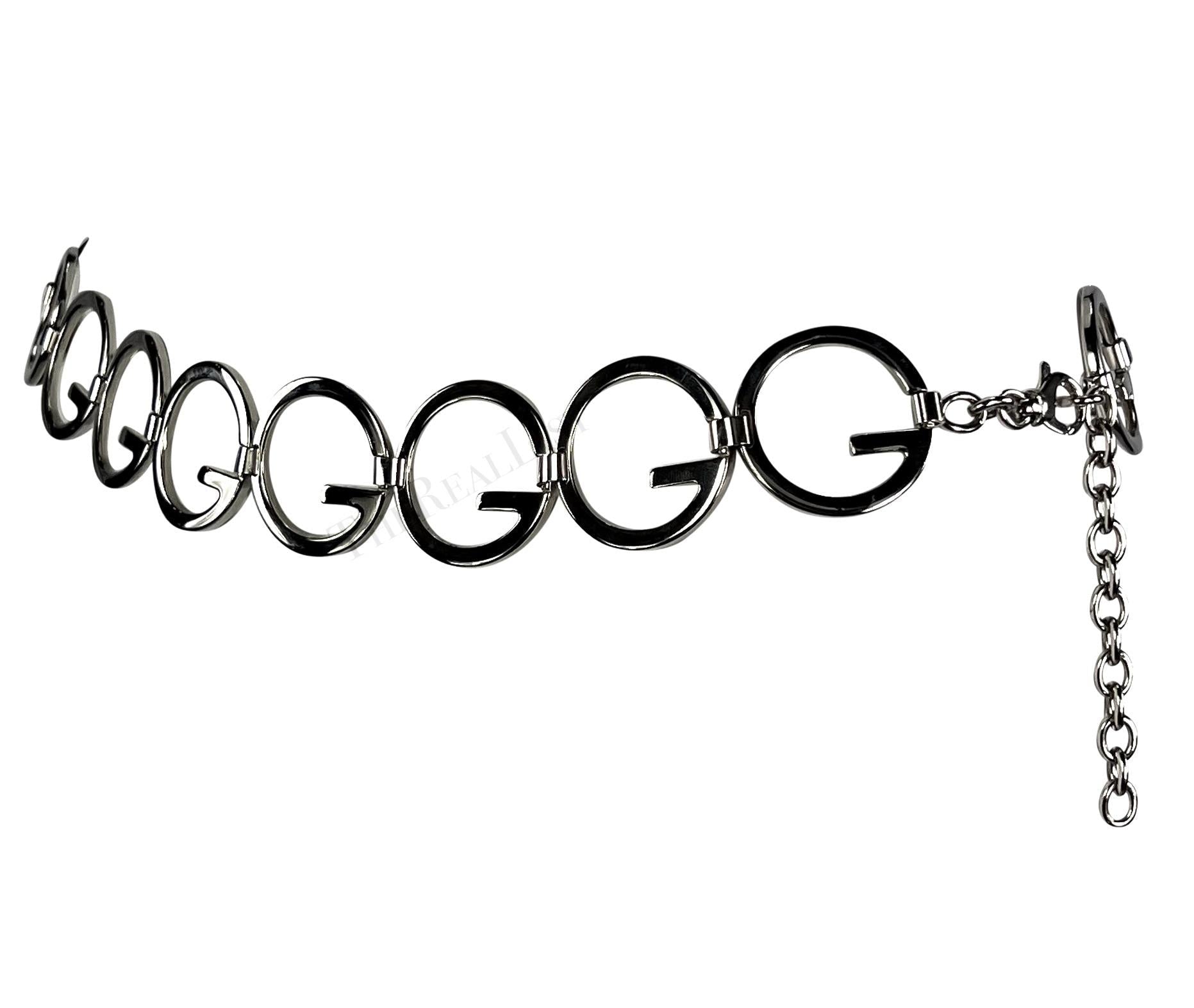 S/S 1996 Gucci by Tom Ford G Logo Chain Silver Metal Belt - RealList