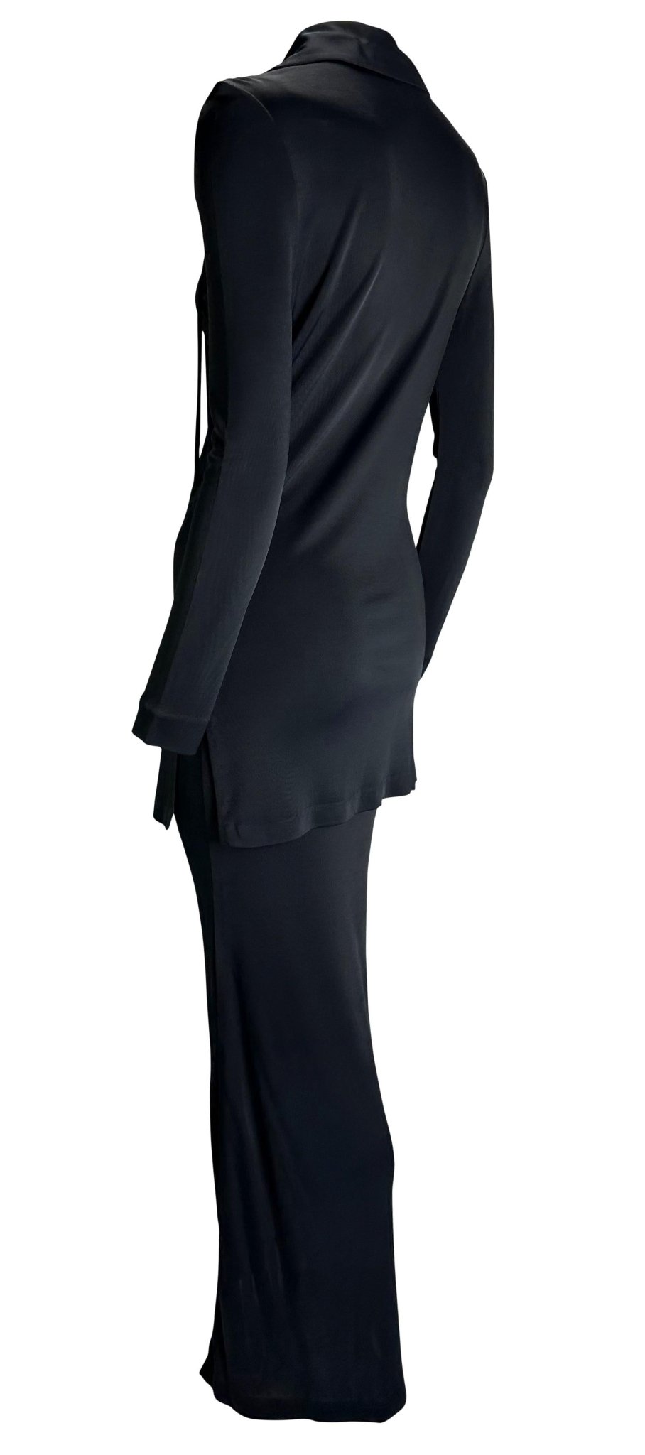 S/S 1996 Gucci by Tom Ford Madonna VH1 Lace - Up Tunic Navy Viscose Skirt Set - RealList