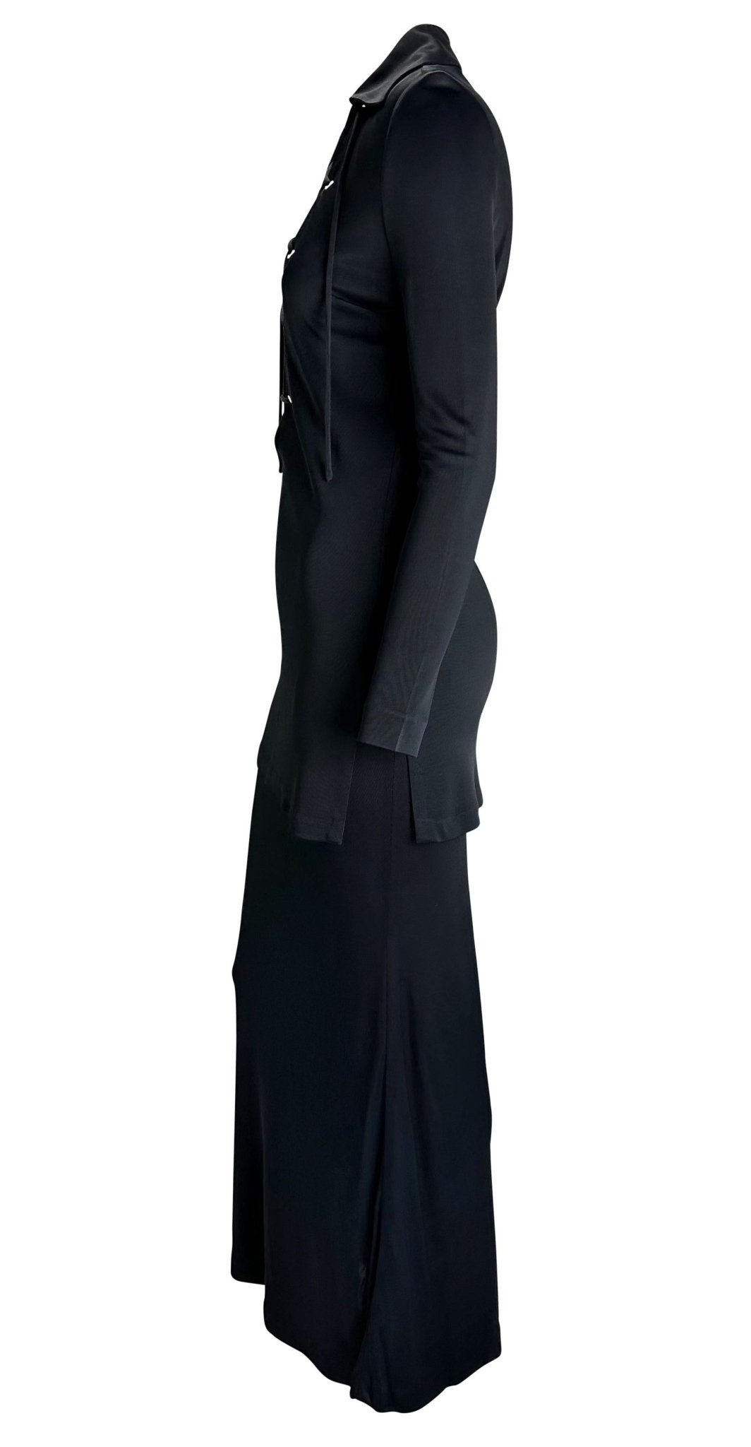 S/S 1996 Gucci by Tom Ford Madonna VH1 Lace - Up Tunic Navy Viscose Skirt Set - RealList