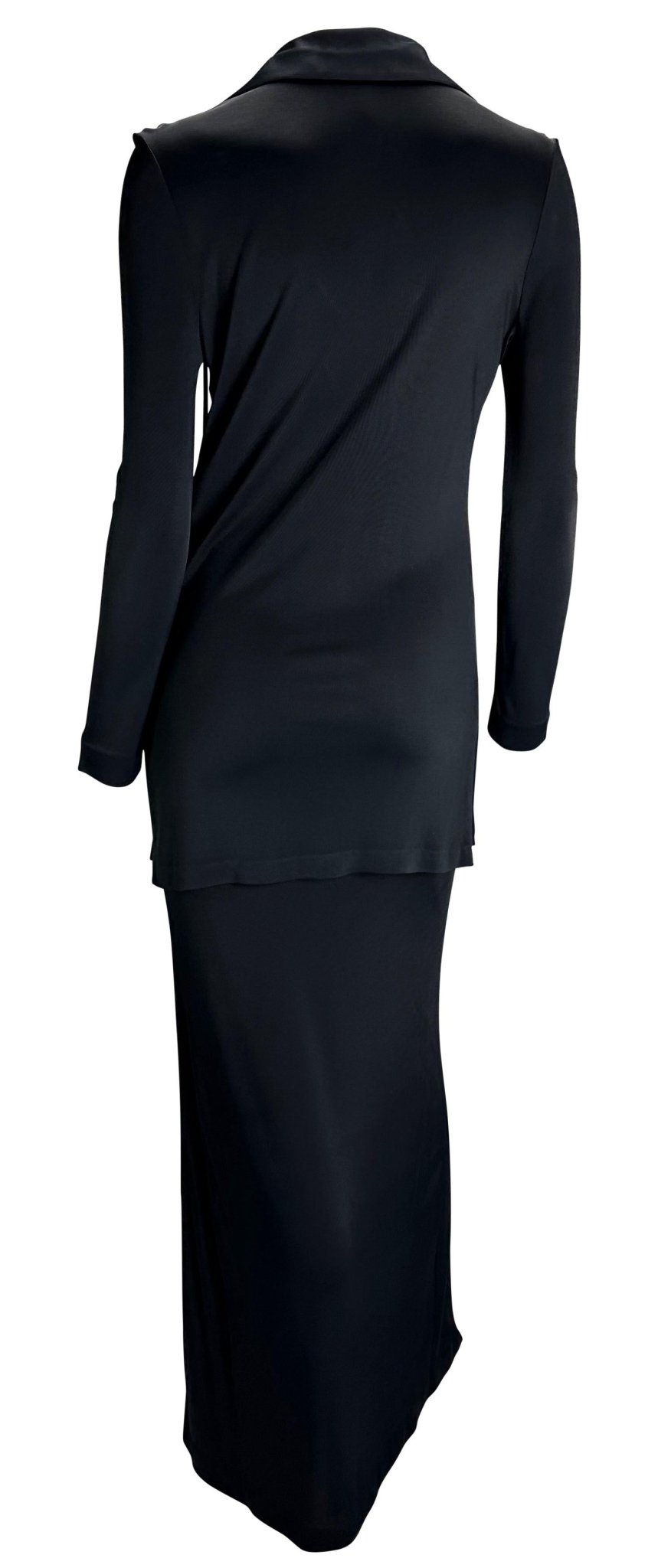 S/S 1996 Gucci by Tom Ford Madonna VH1 Lace - Up Tunic Navy Viscose Skirt Set - RealList