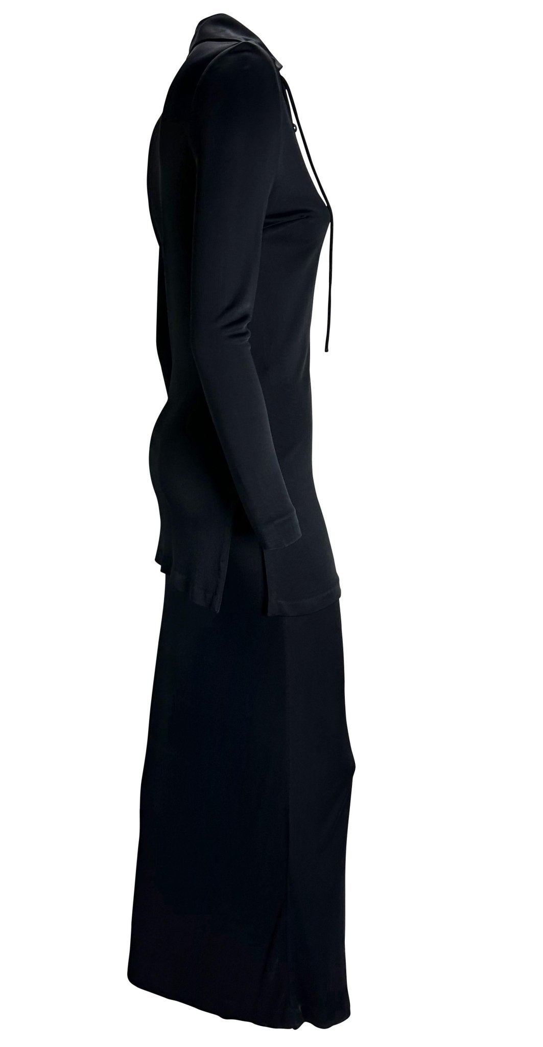 S/S 1996 Gucci by Tom Ford Madonna VH1 Lace - Up Tunic Navy Viscose Skirt Set - RealList