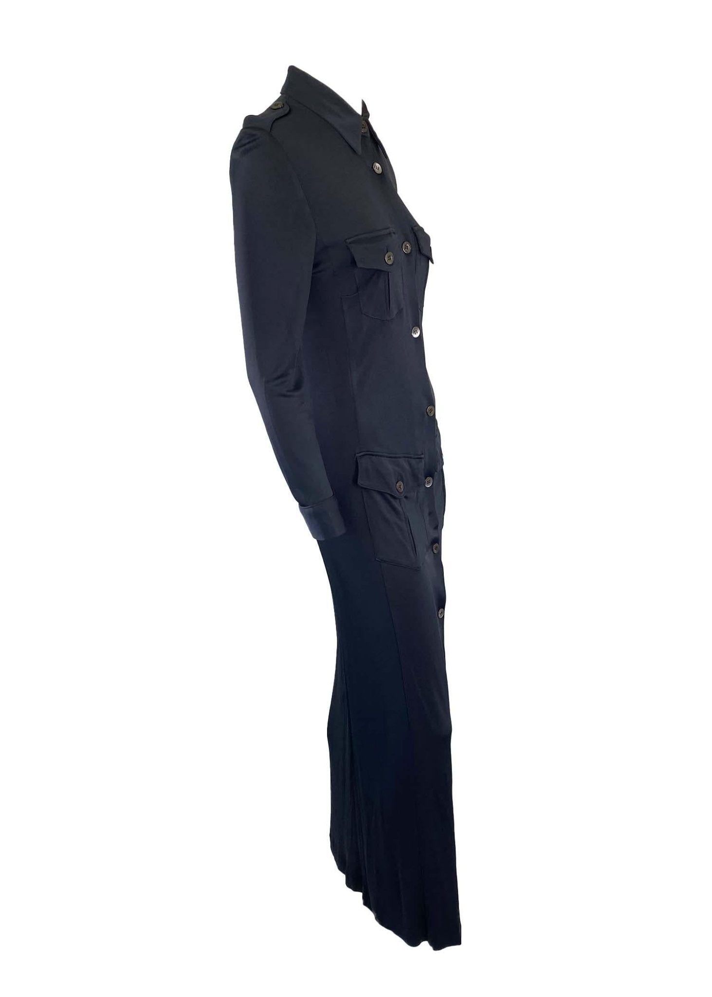 S/S 1996 Gucci by Tom Ford Nicole Kidman Navy Viscose Maxi Dress with Tie - RealList