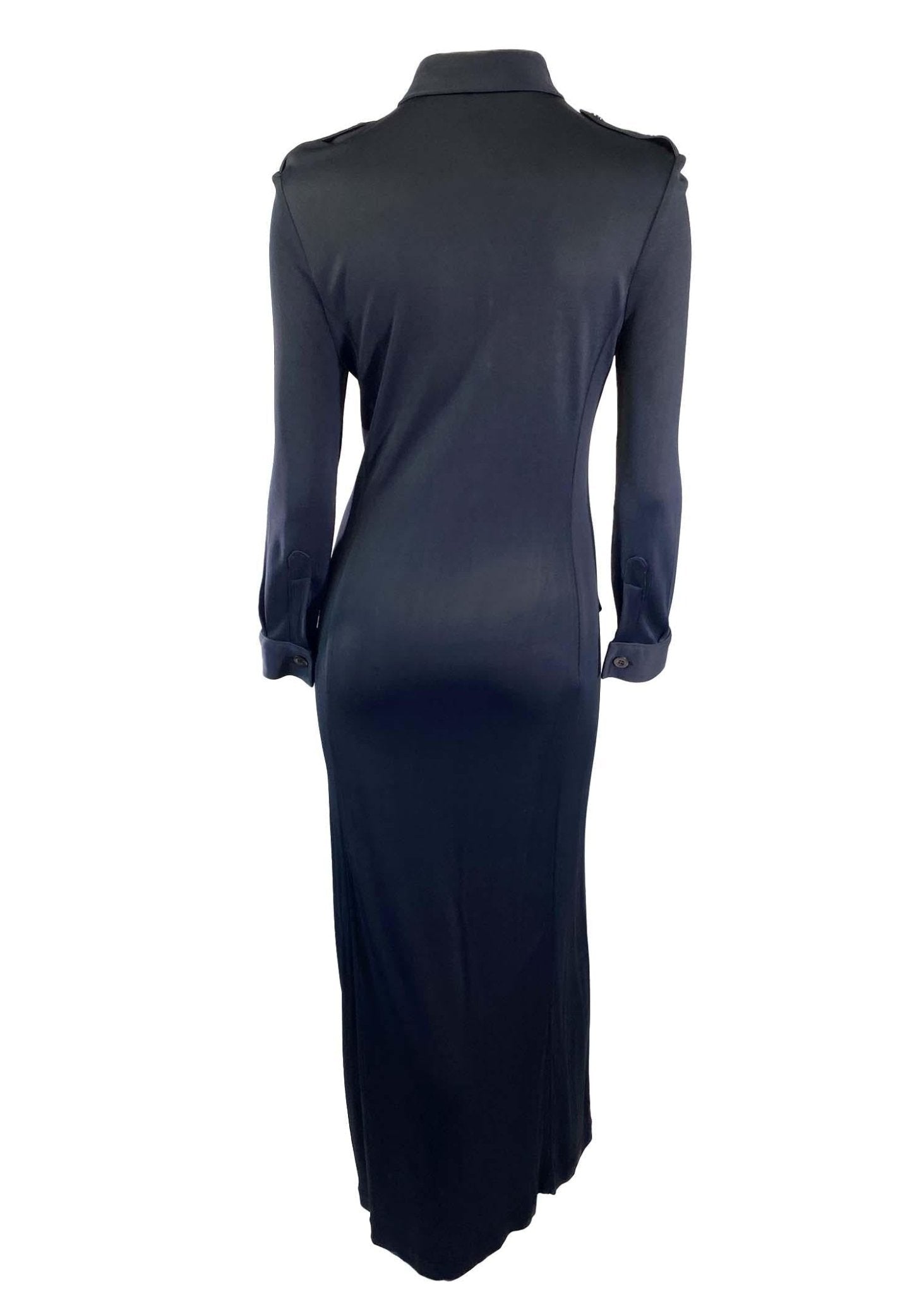 S/S 1996 Gucci by Tom Ford Nicole Kidman Navy Viscose Maxi Dress with Tie - RealList