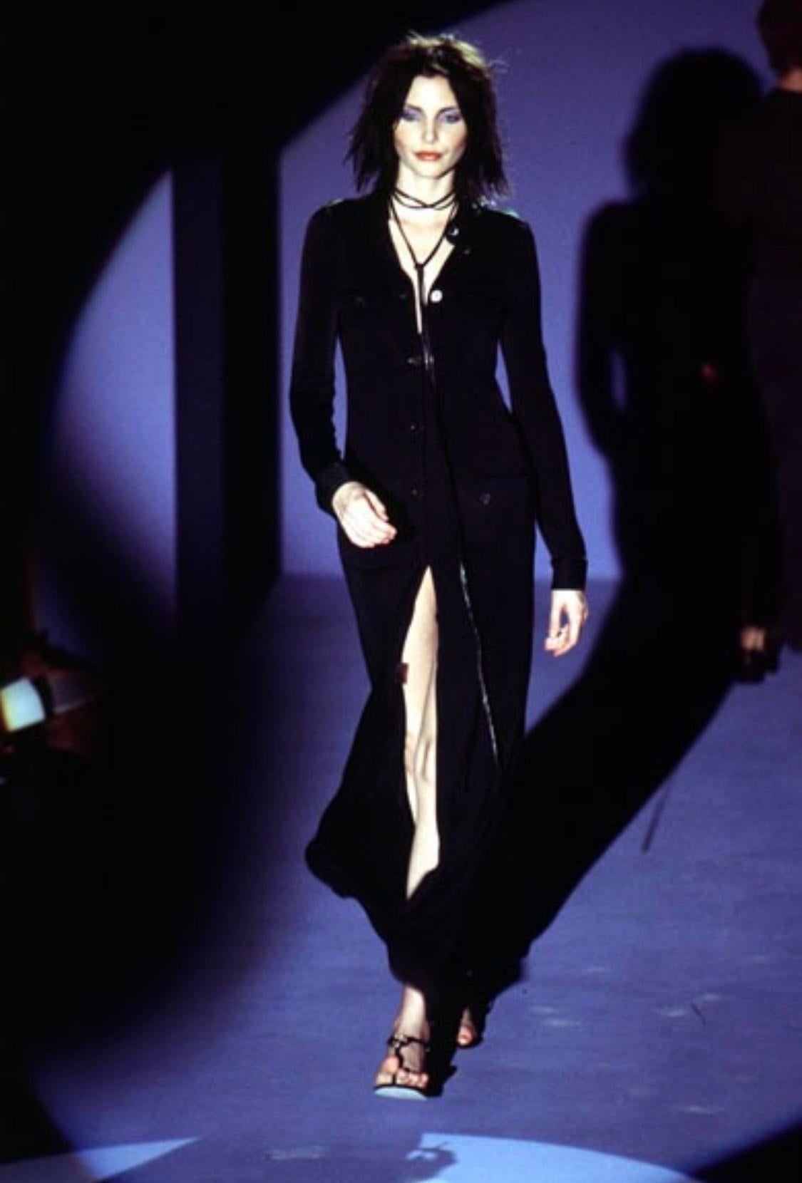 S/S 1996 Gucci by Tom Ford Nicole Kidman Navy Viscose Maxi Dress with Tie - RealList